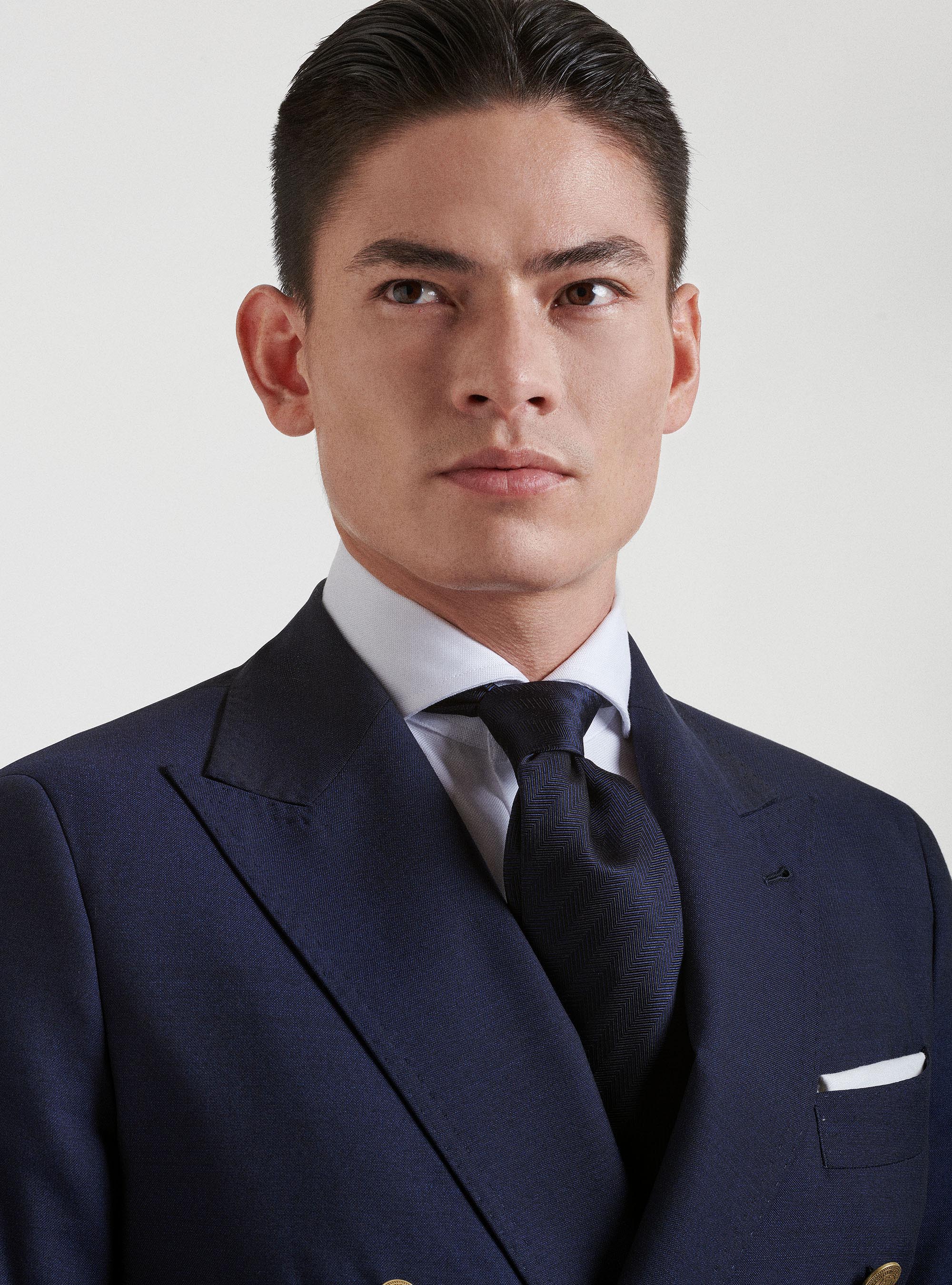 Giacca doppiopetto con bottoni metallo in pura lana Vitale Barberis Canonico, BLU NAVY