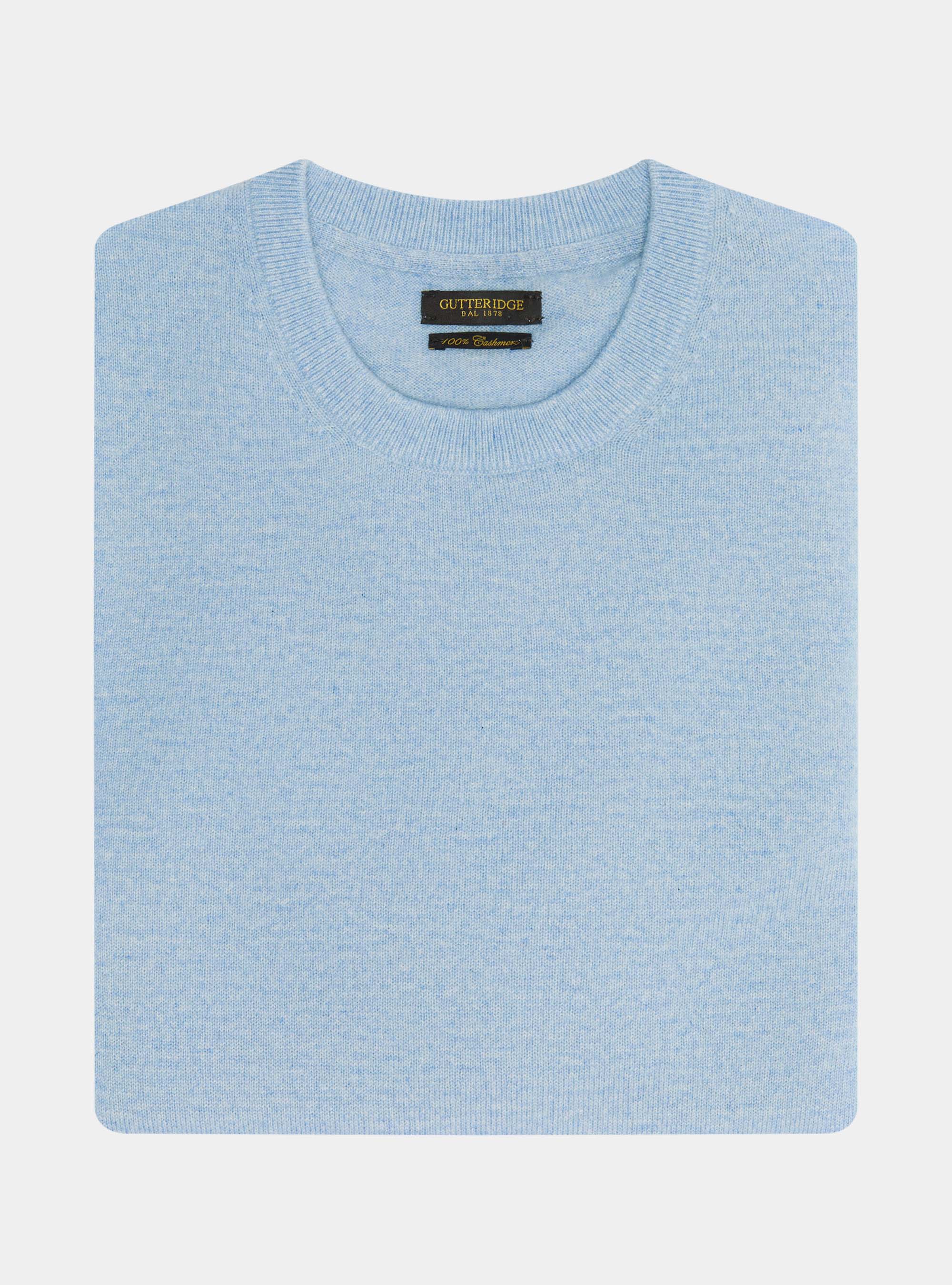 Maglia girocollo in cashmere, AZZURRO POLVERE 0283C