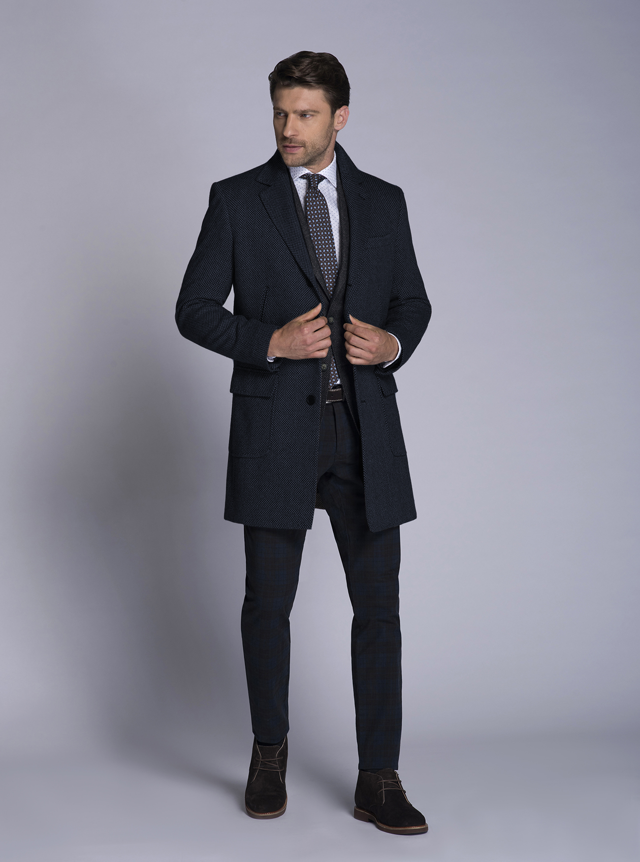 Single breasted wool coat, NAVY BLUE