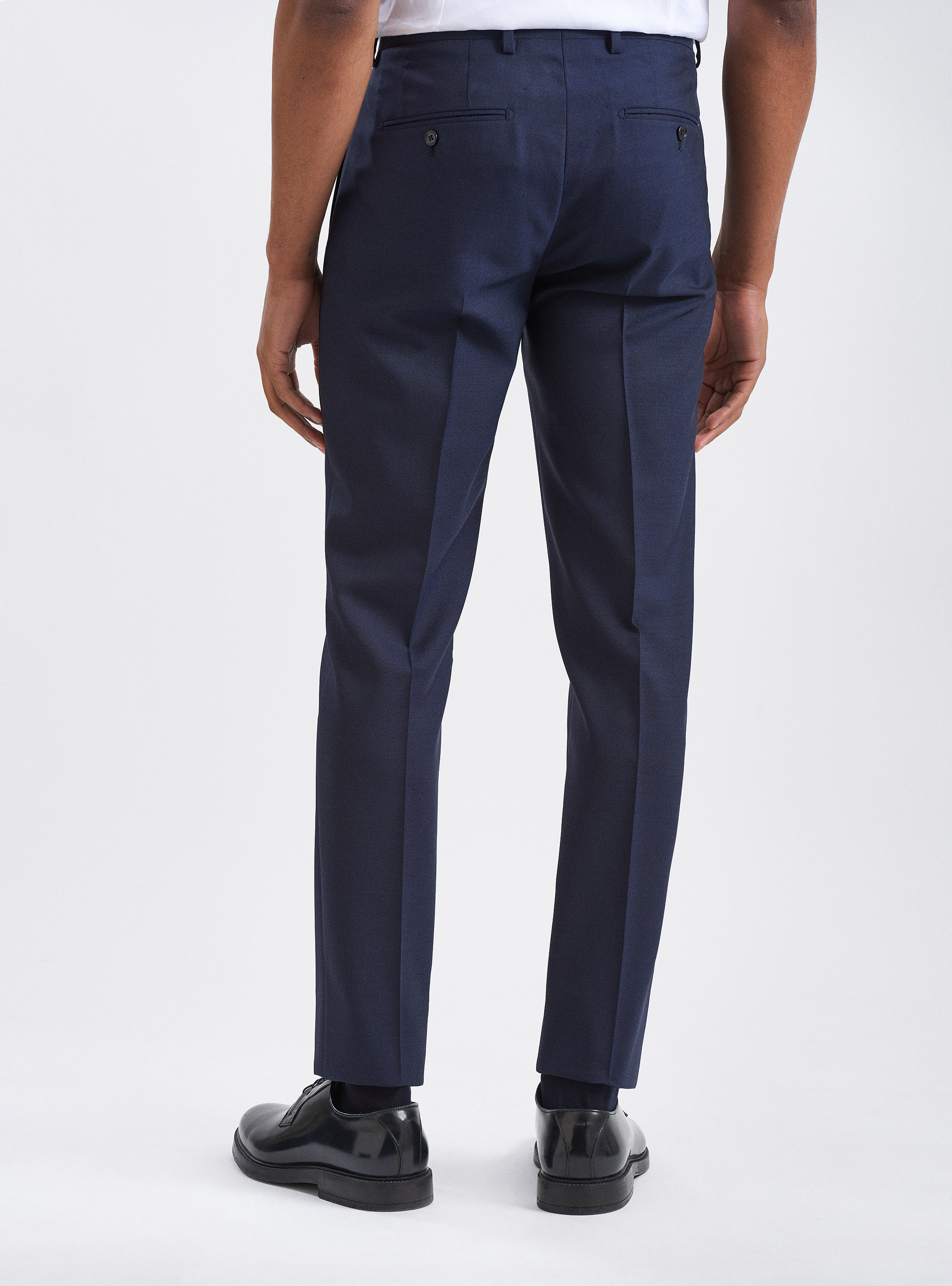 Pantaloni per abito in pura lana tessuti Vitale Barberis Canonico, BLU NAVY