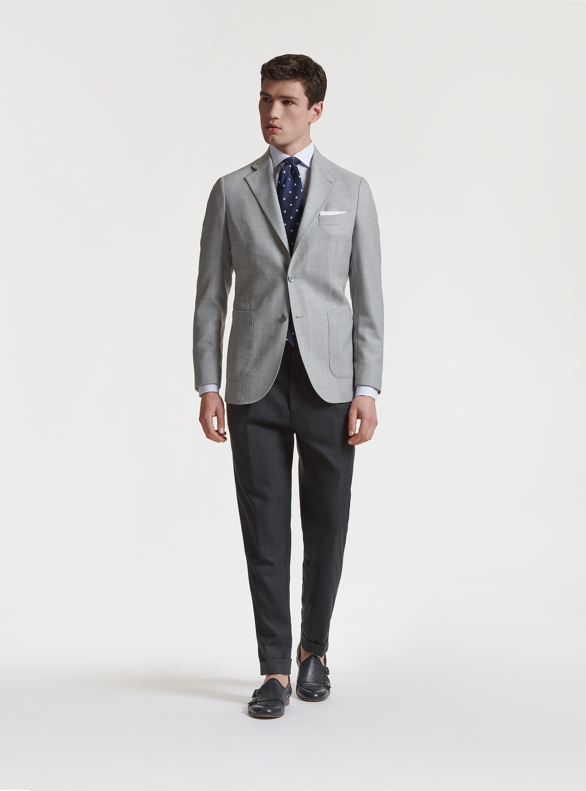 Americana de lana Vitale Barberis Canonico, GRIS CLARO JASPEADO