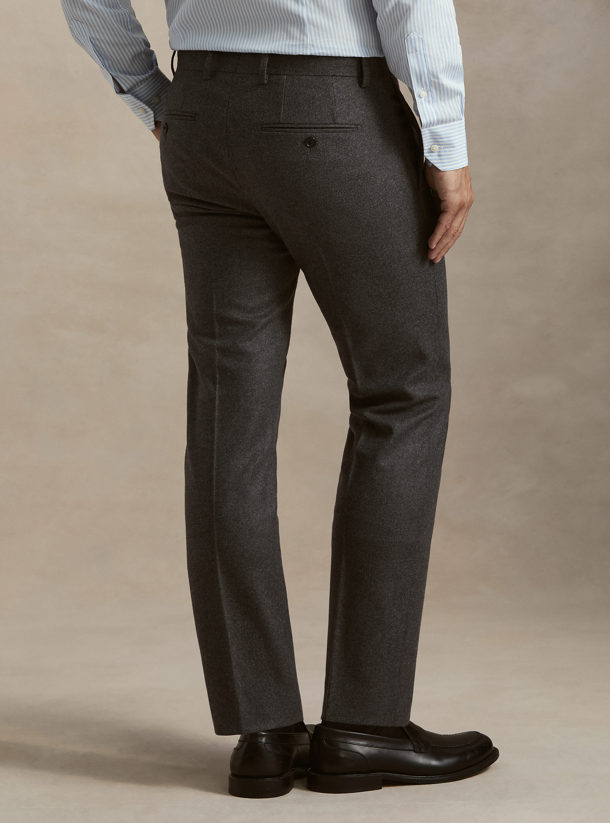 Wool blend flannel trousers, ASPHALT GREY