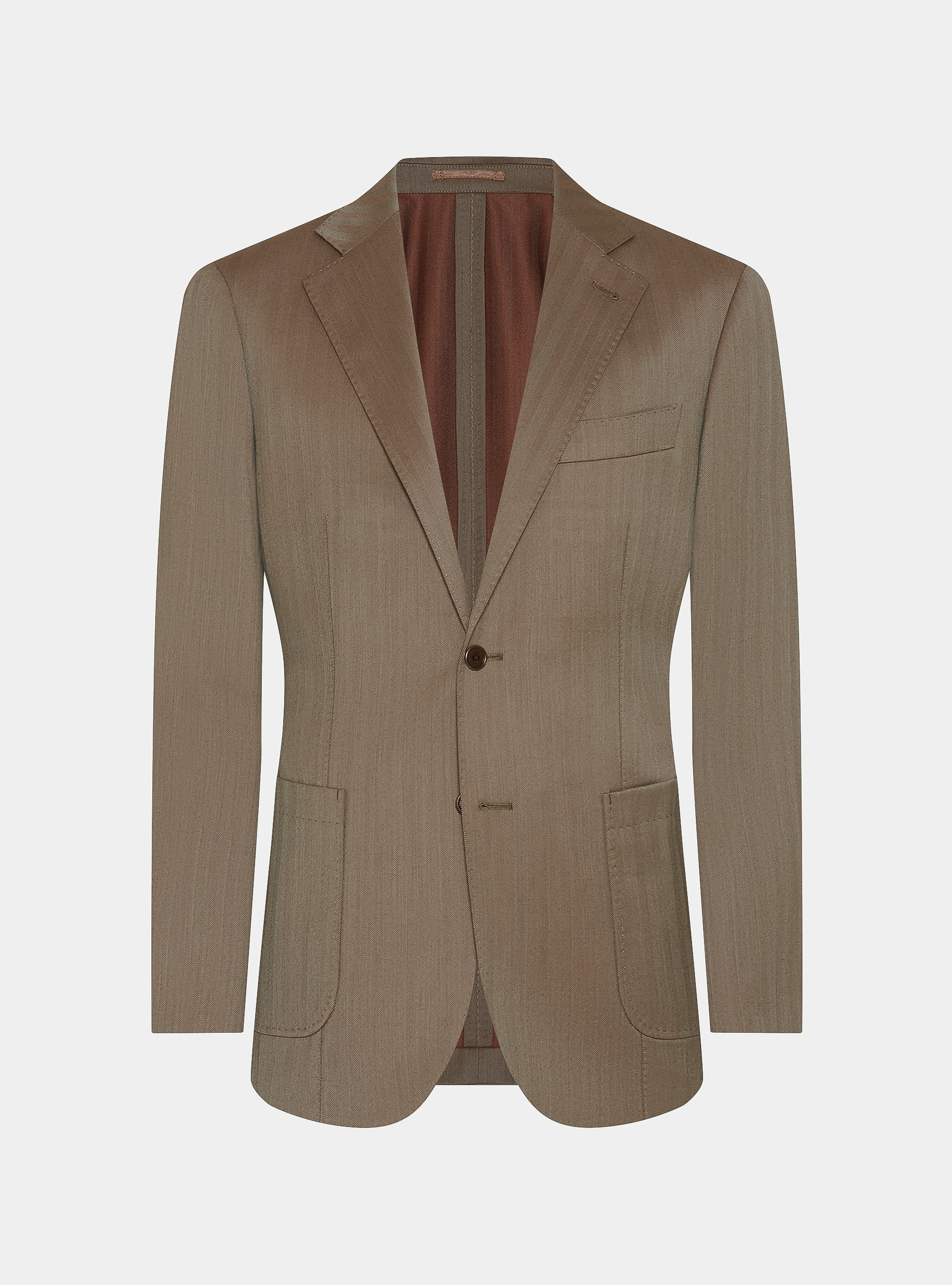 Americana de traje de lana en espiga Vitale Barberis Canonico, ARCILLA