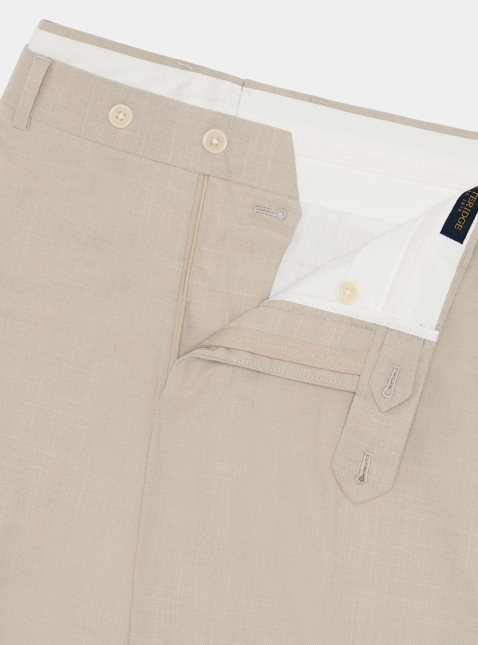 Pantaloni abito in tessuto fiammato, SABBIA