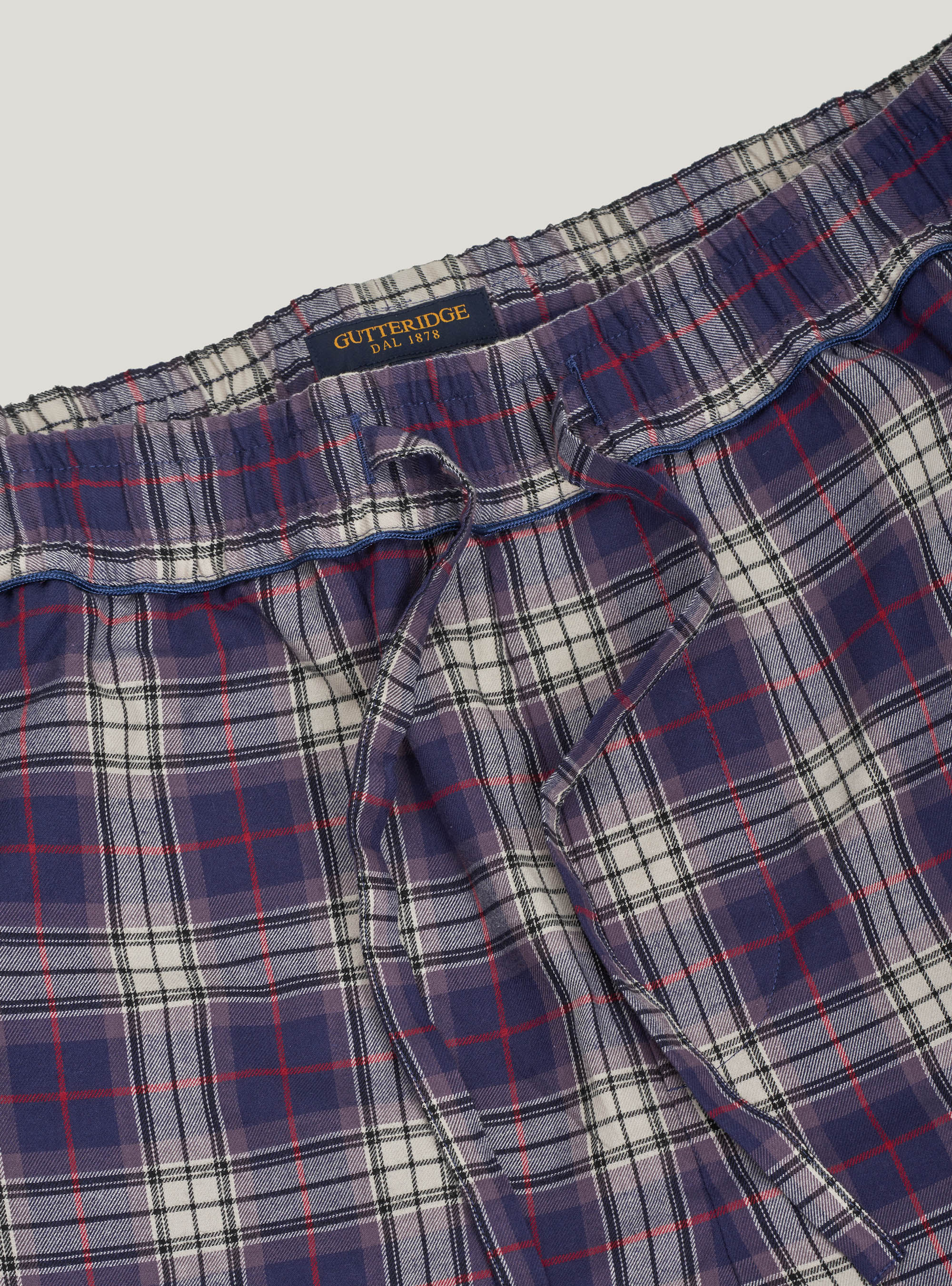 Checked cotton flannel pyjamas, NAVY BLUE