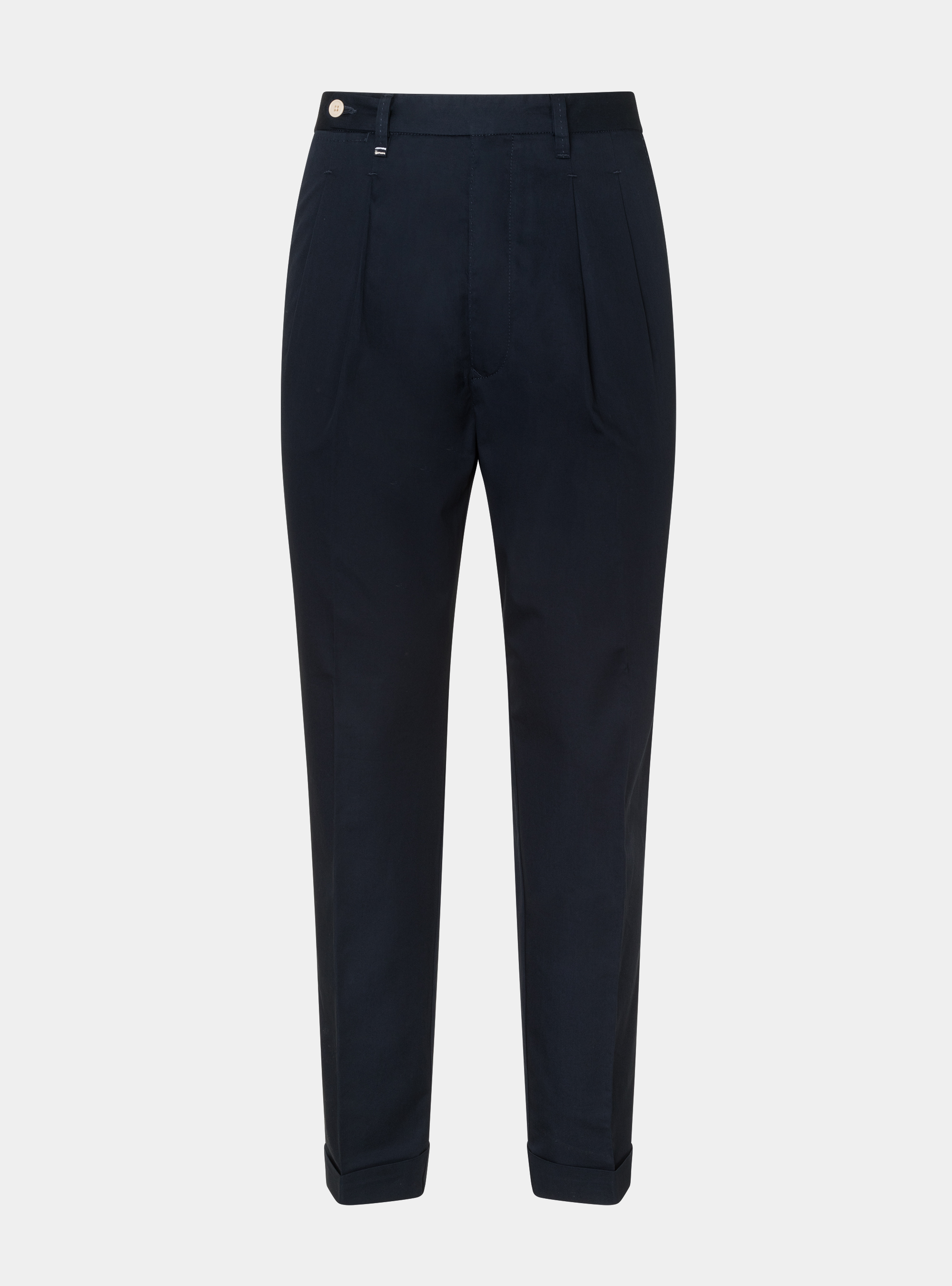 Pantaloni in twill leggero con doppia pince, BLU NAVY