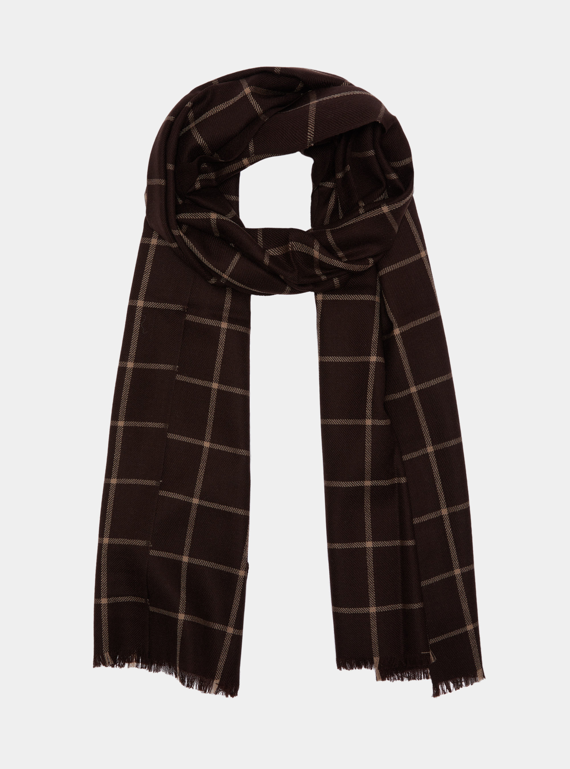 Sciarpa in lana a fantasia, MARRONE