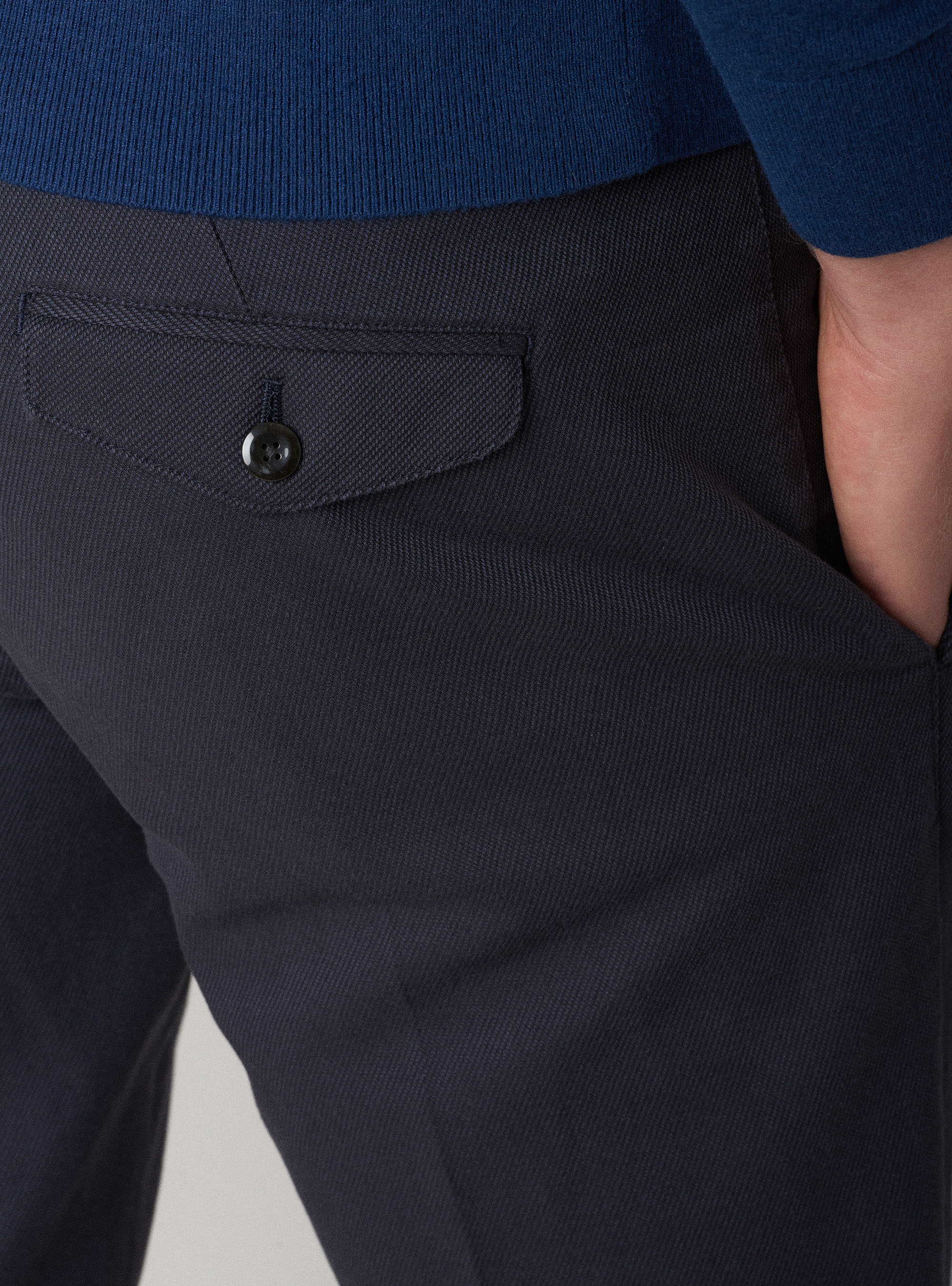 Pantaloni chino slim fit in cotone stretch, BLU NAVY
