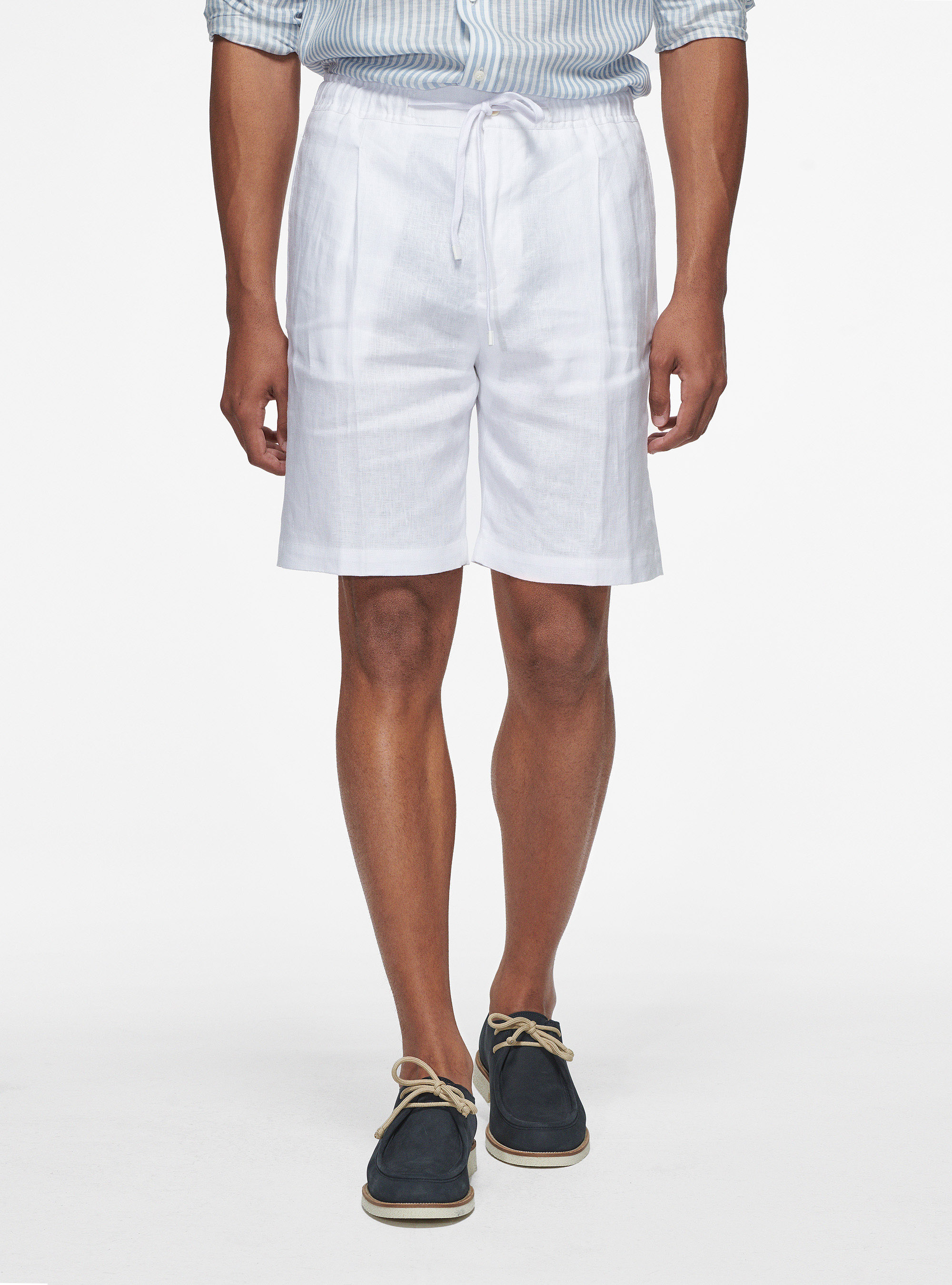 Elastic bermuda shorts deals