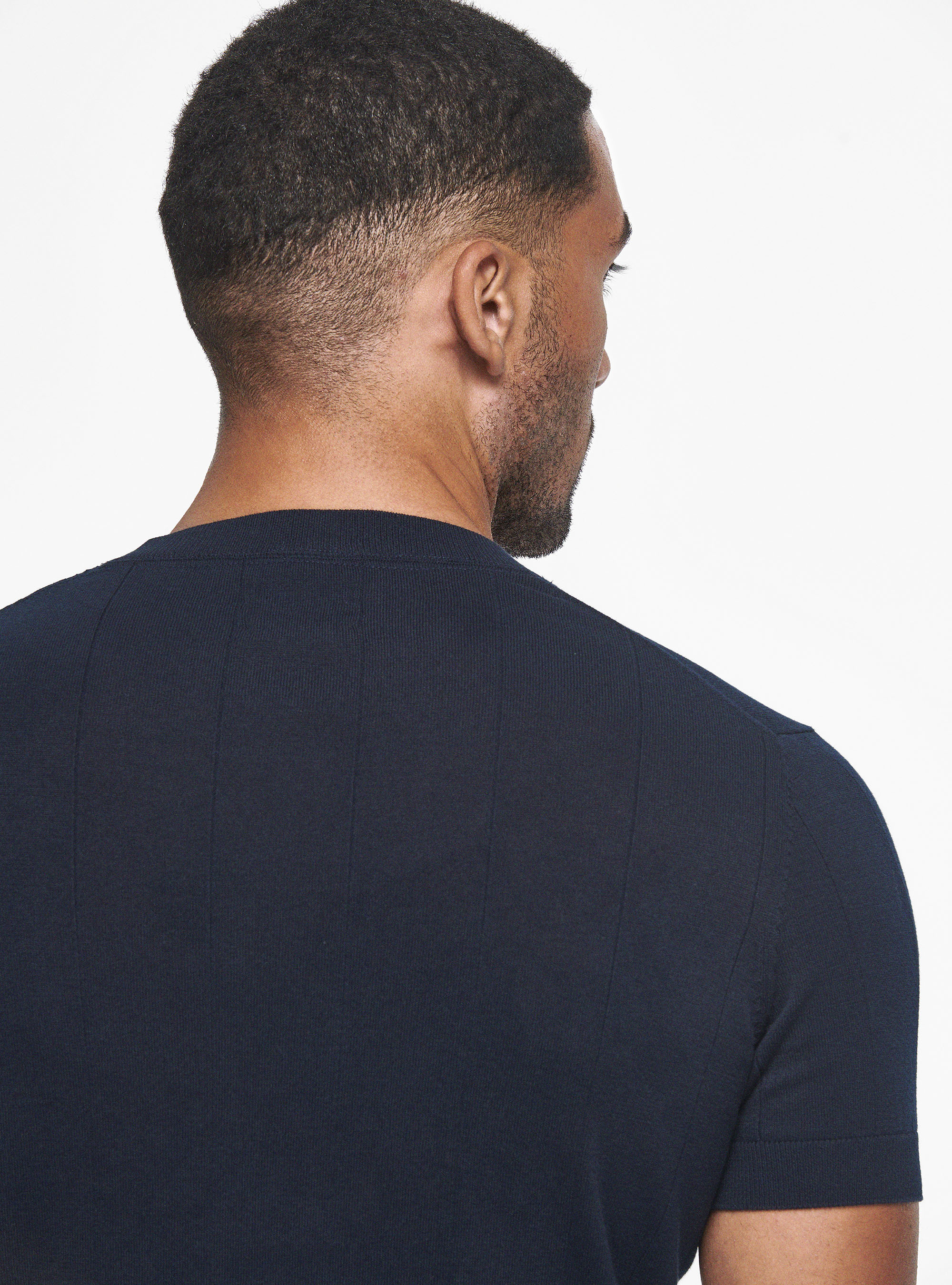 Maglia in puro cotone costa piatta, BLU NAVY