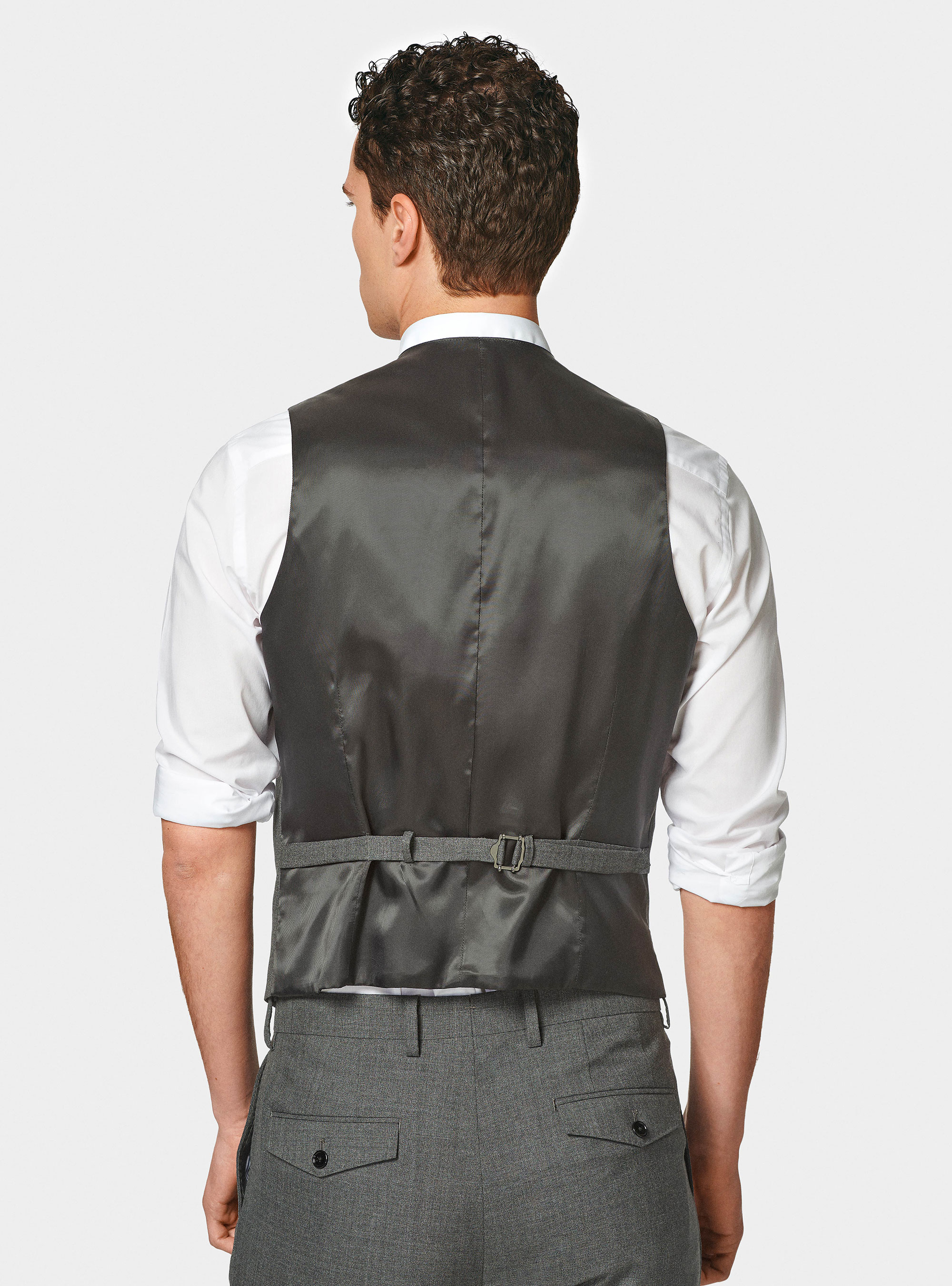 Gilet monopetto in pura lana Vitale barberis Canonico, ASFALTO 0112C