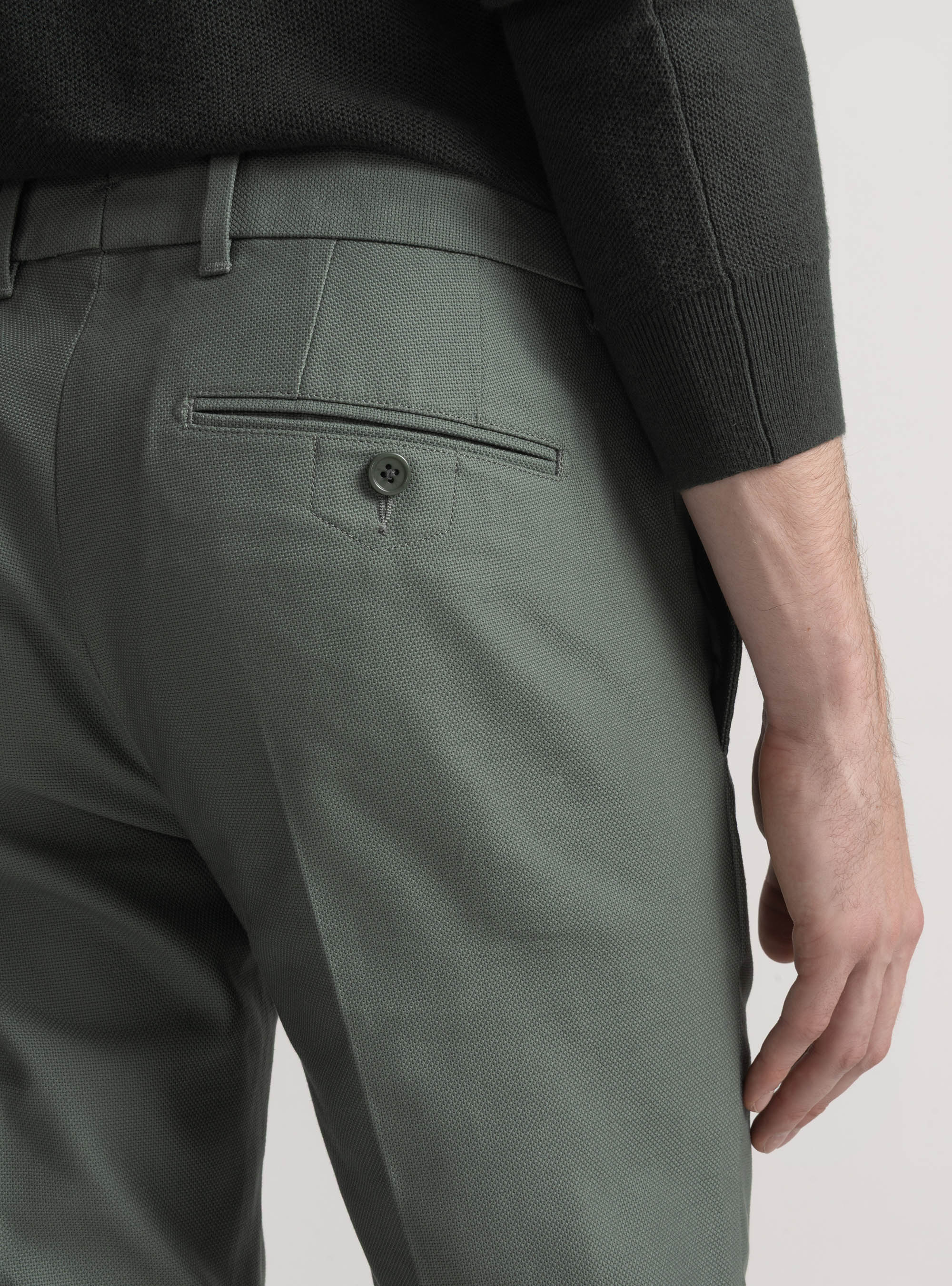 Pantalón chino slim fit de algodón reforzado, SALVIA 0602C