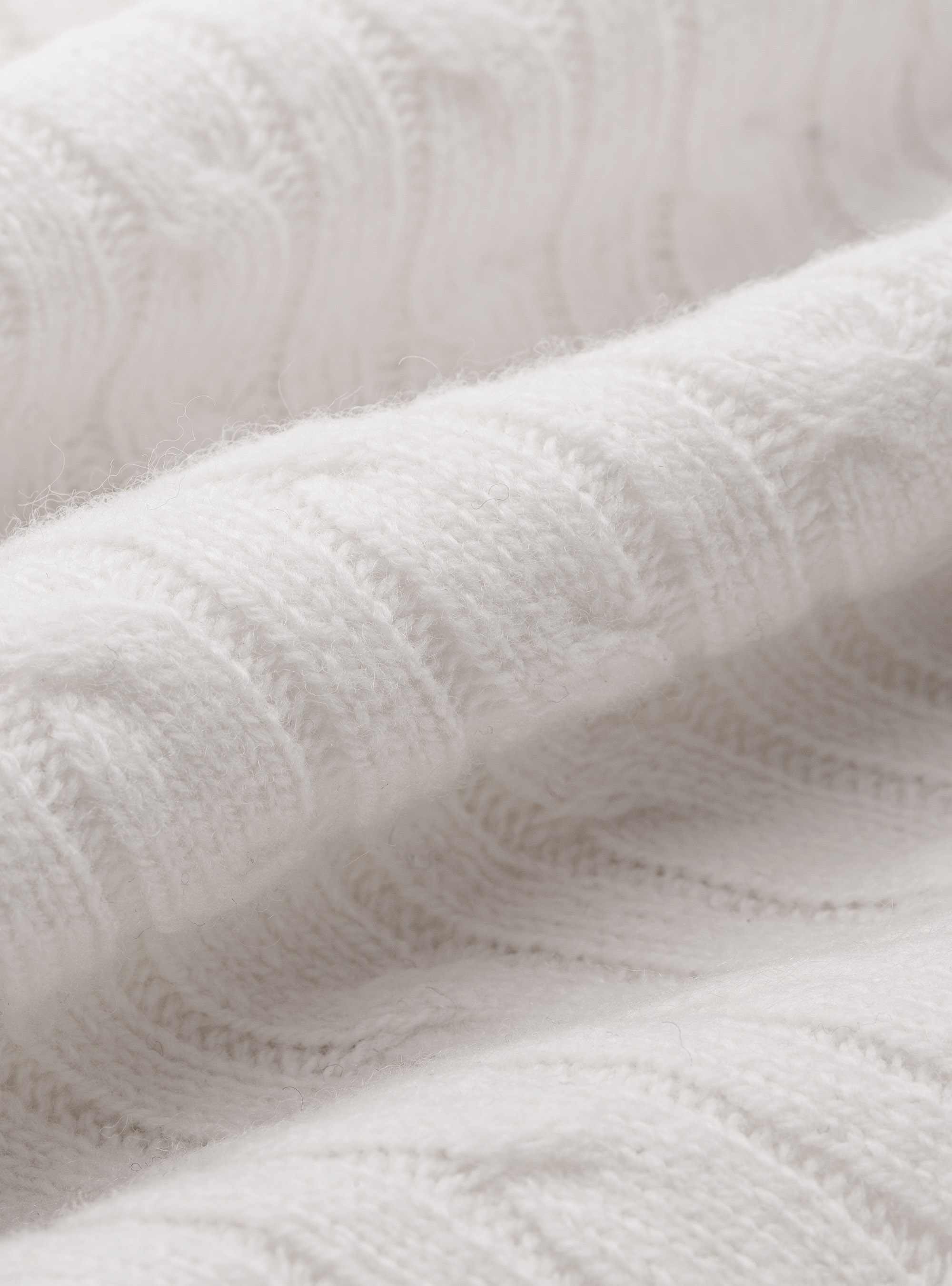 Braided lambswool sweater, WHITE