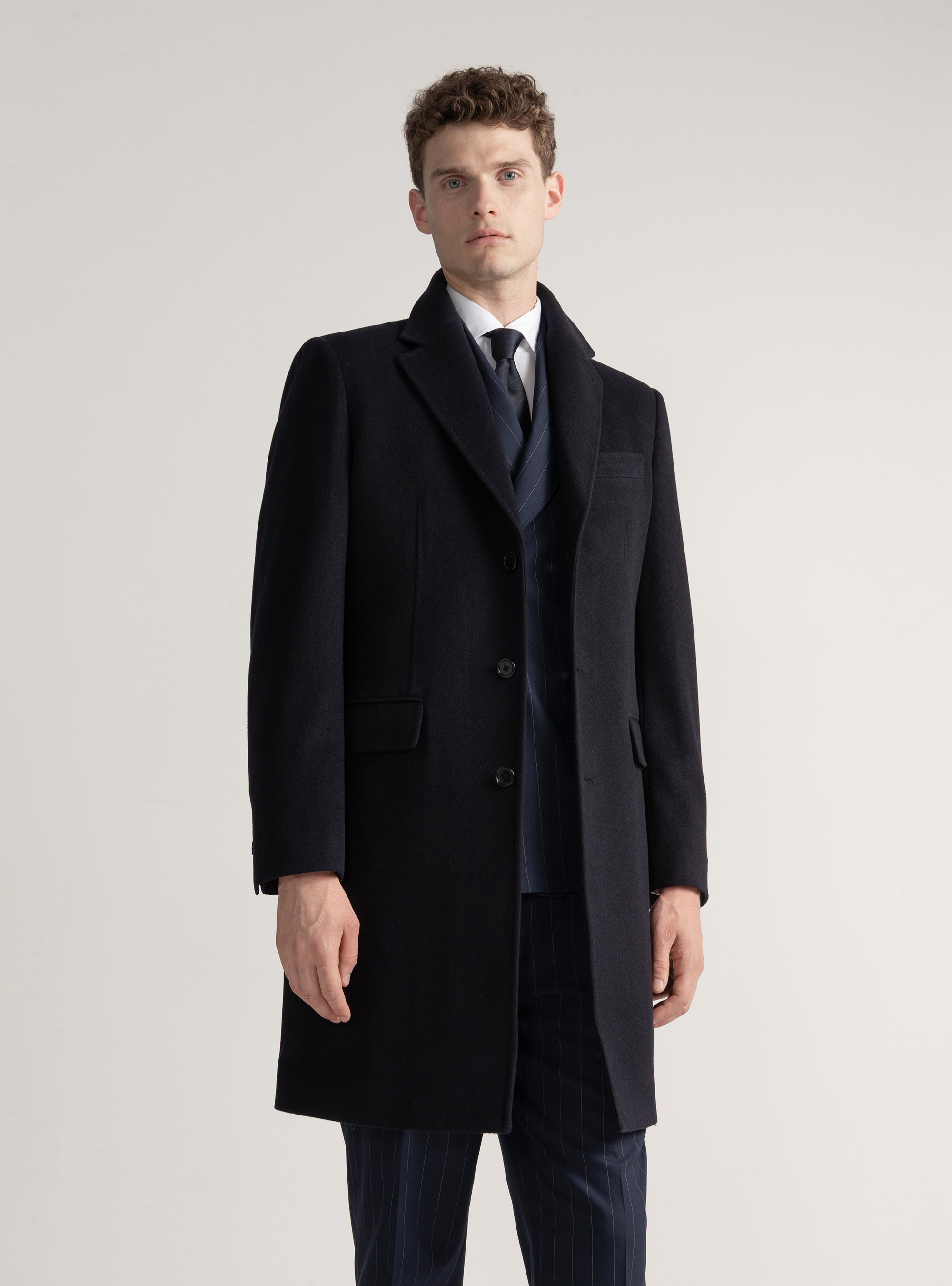 Cappotto in lana e cashmere, BLU NAVY