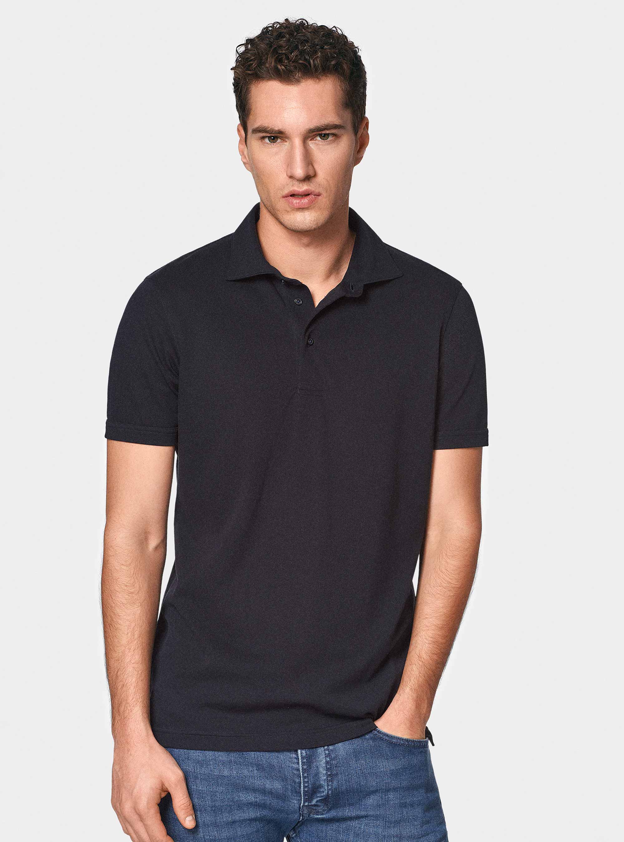 GT01 stretch pique polo shirt, NAVY BLUE