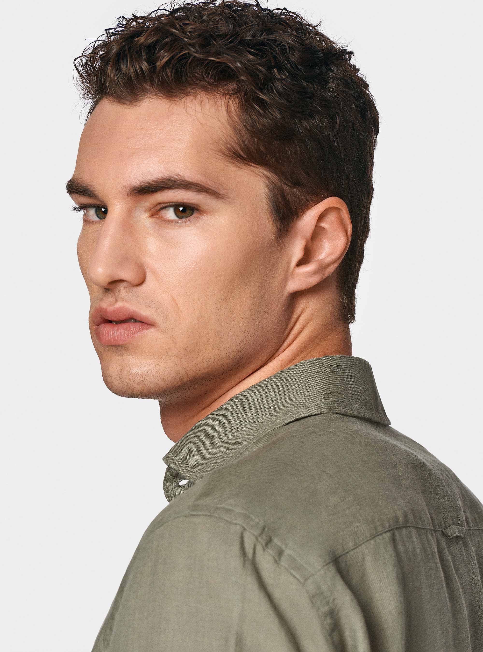 Camicia in puro lino, SALVIA 0602C