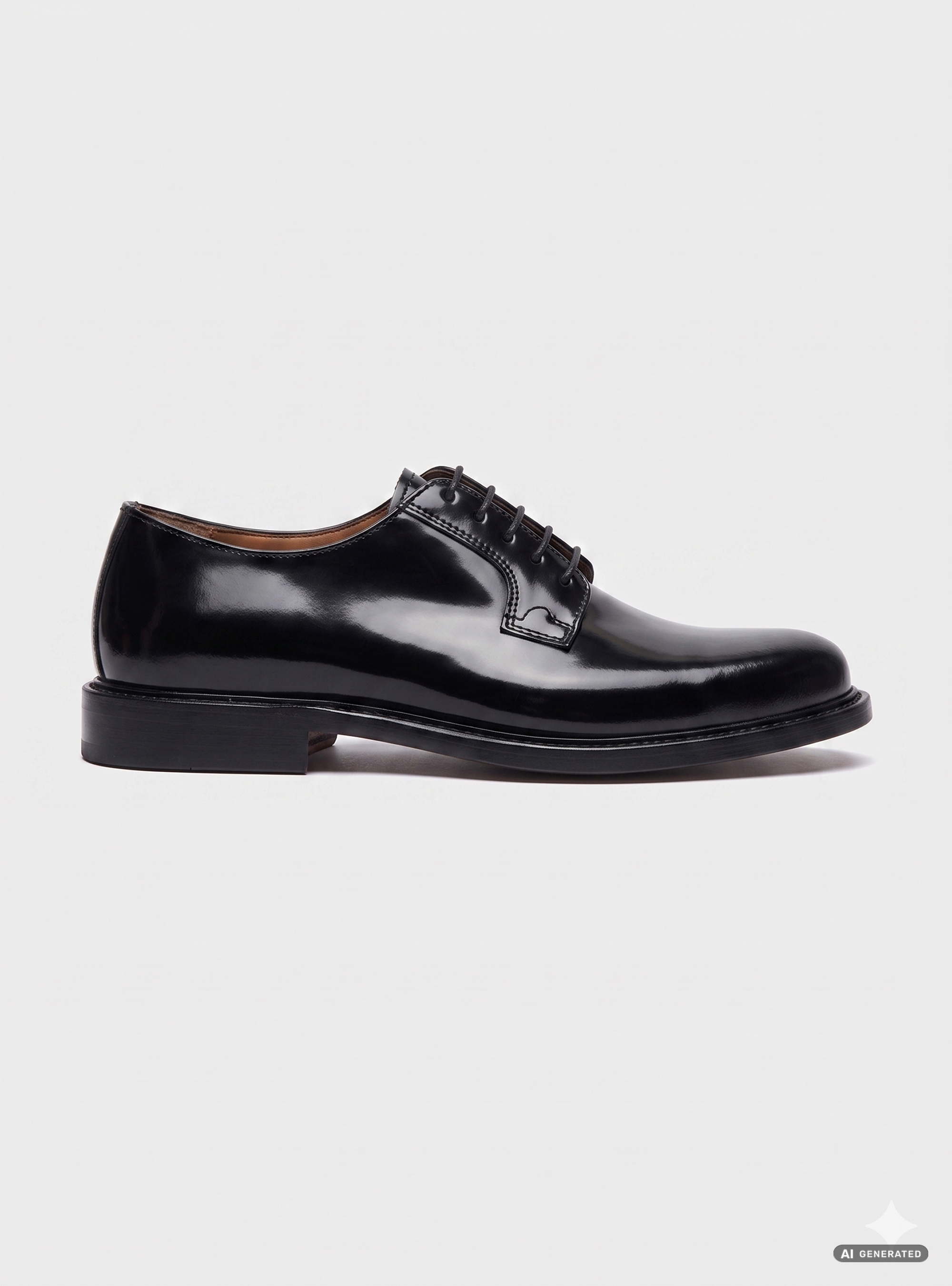 Derby allacciata in pelle abrasivata, BLACK