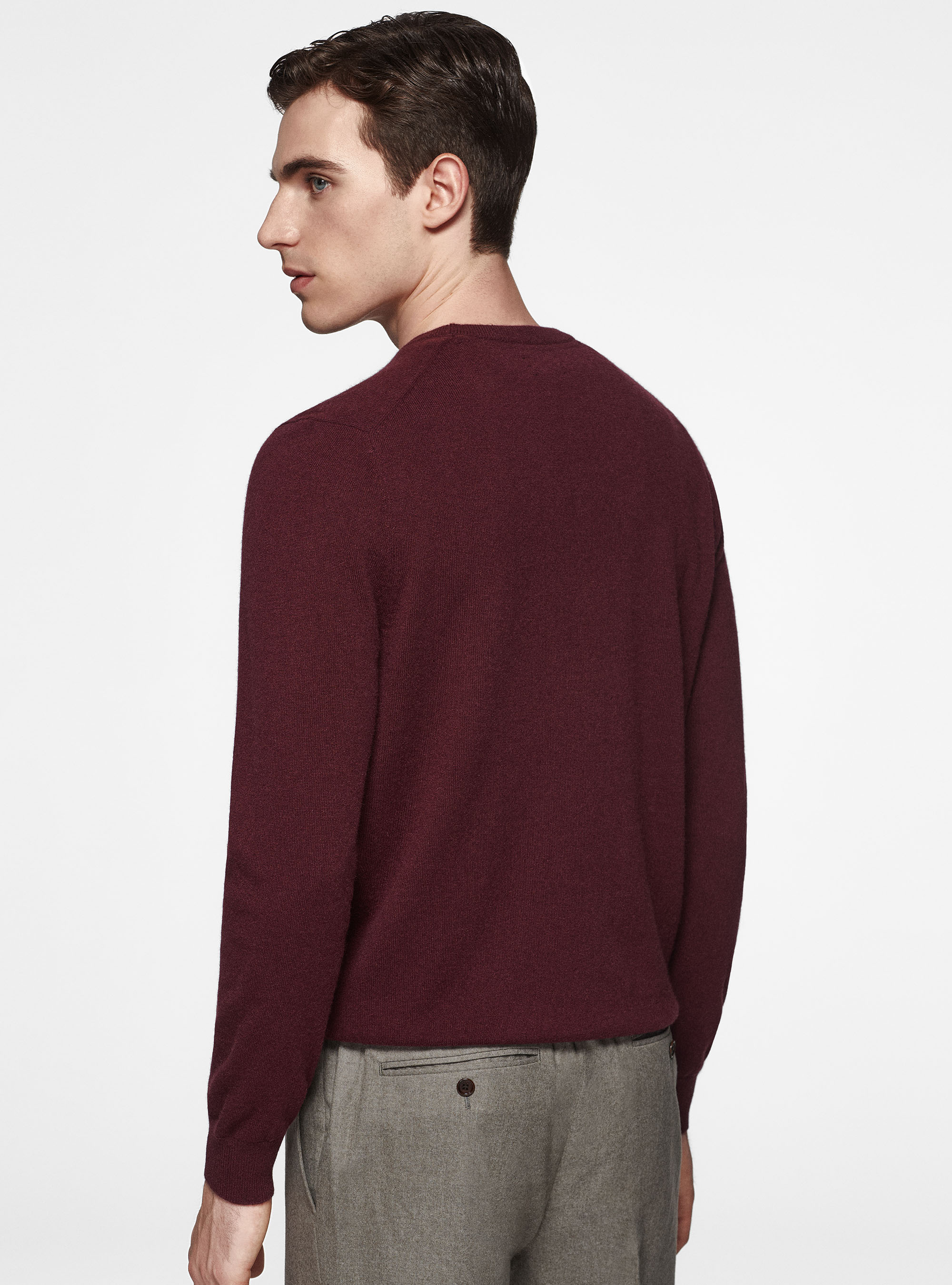 Punto de cachemira con cuello redondo, BURDEOS
