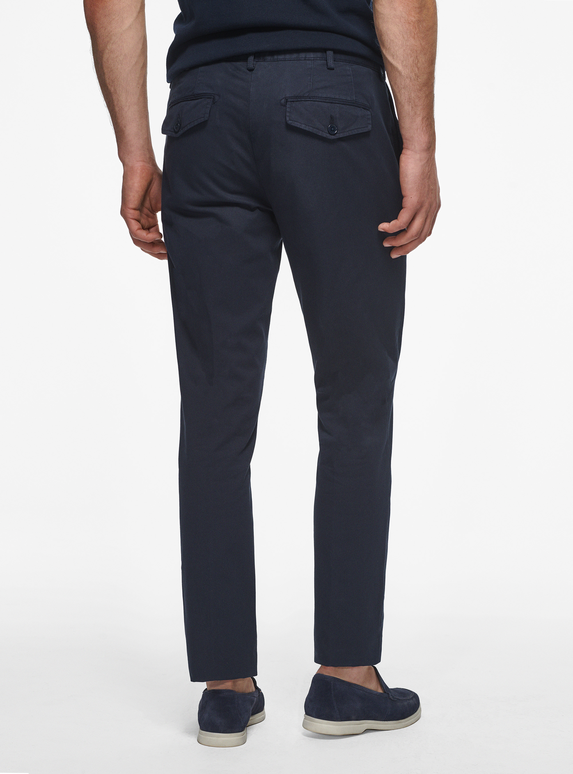 Pantaloni slim fit in twill stretch, BLU NAVY