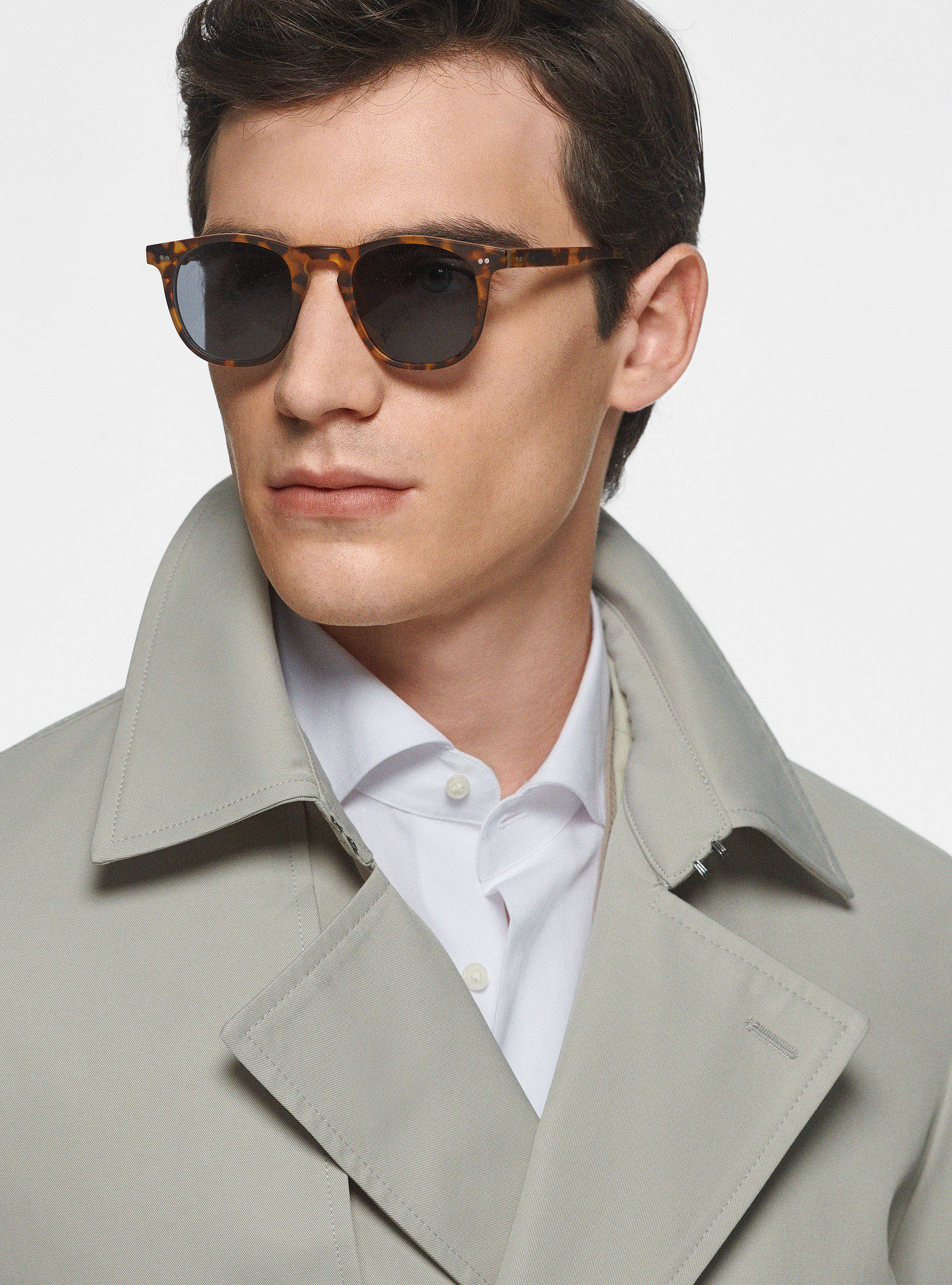 ★G-CUT★ Waist String Trench Jumper_Charcoal 7255120101 Technical cotton blend double-breasted trench coat