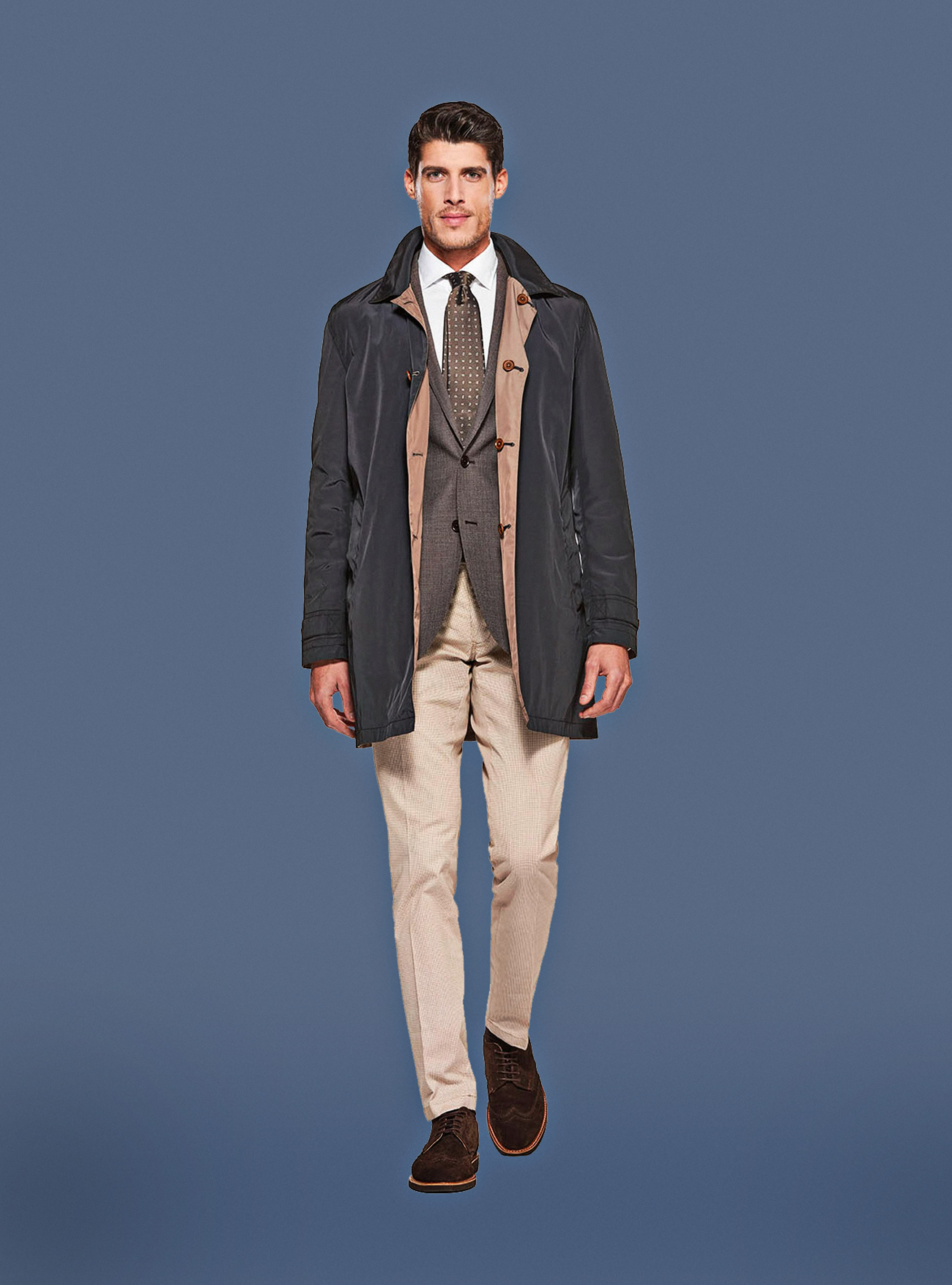 Impermeabile monopetto reversibile, BLU NAVY