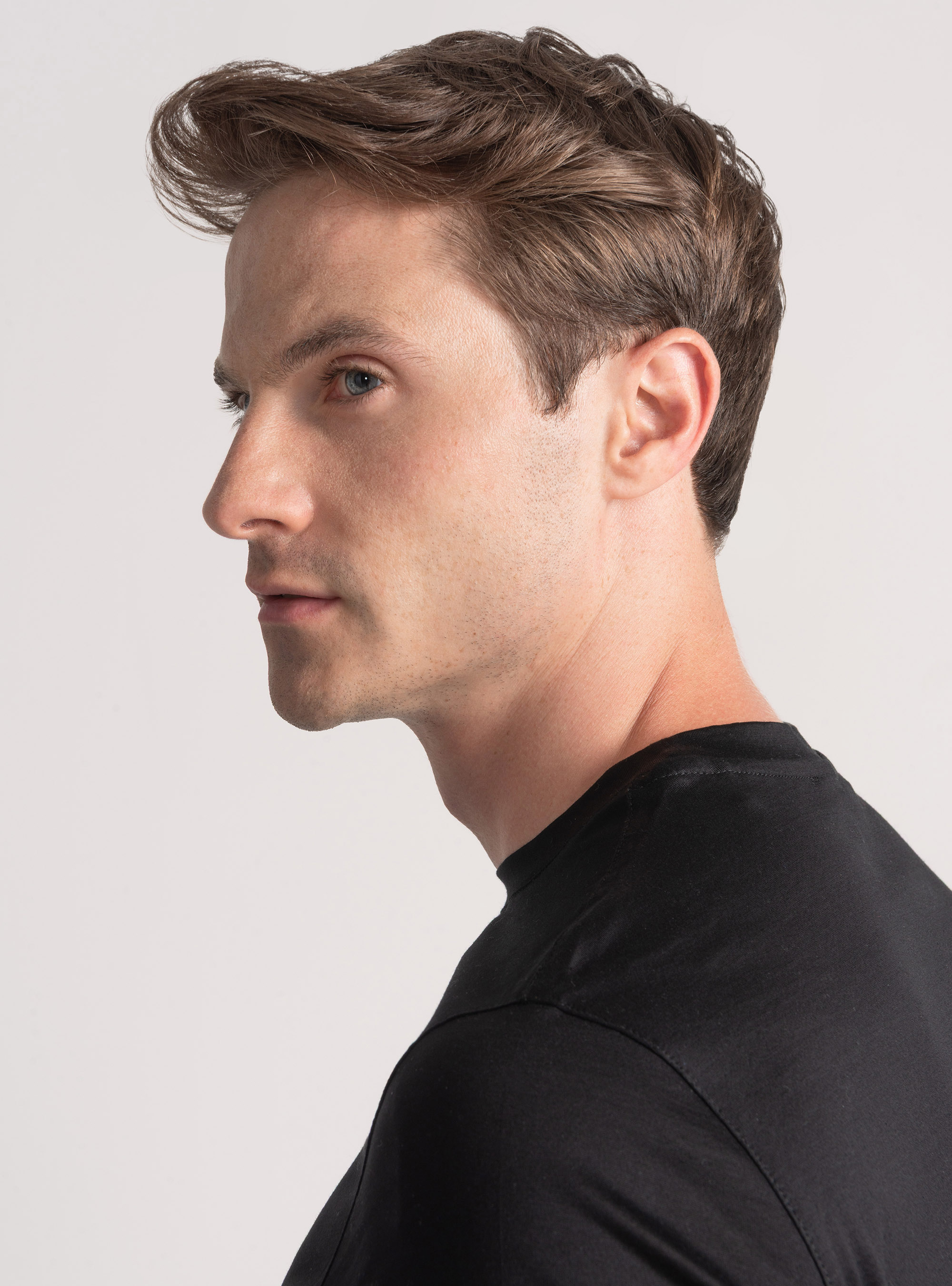 T-shirt manica corta in cotone filo di scozia, NERO