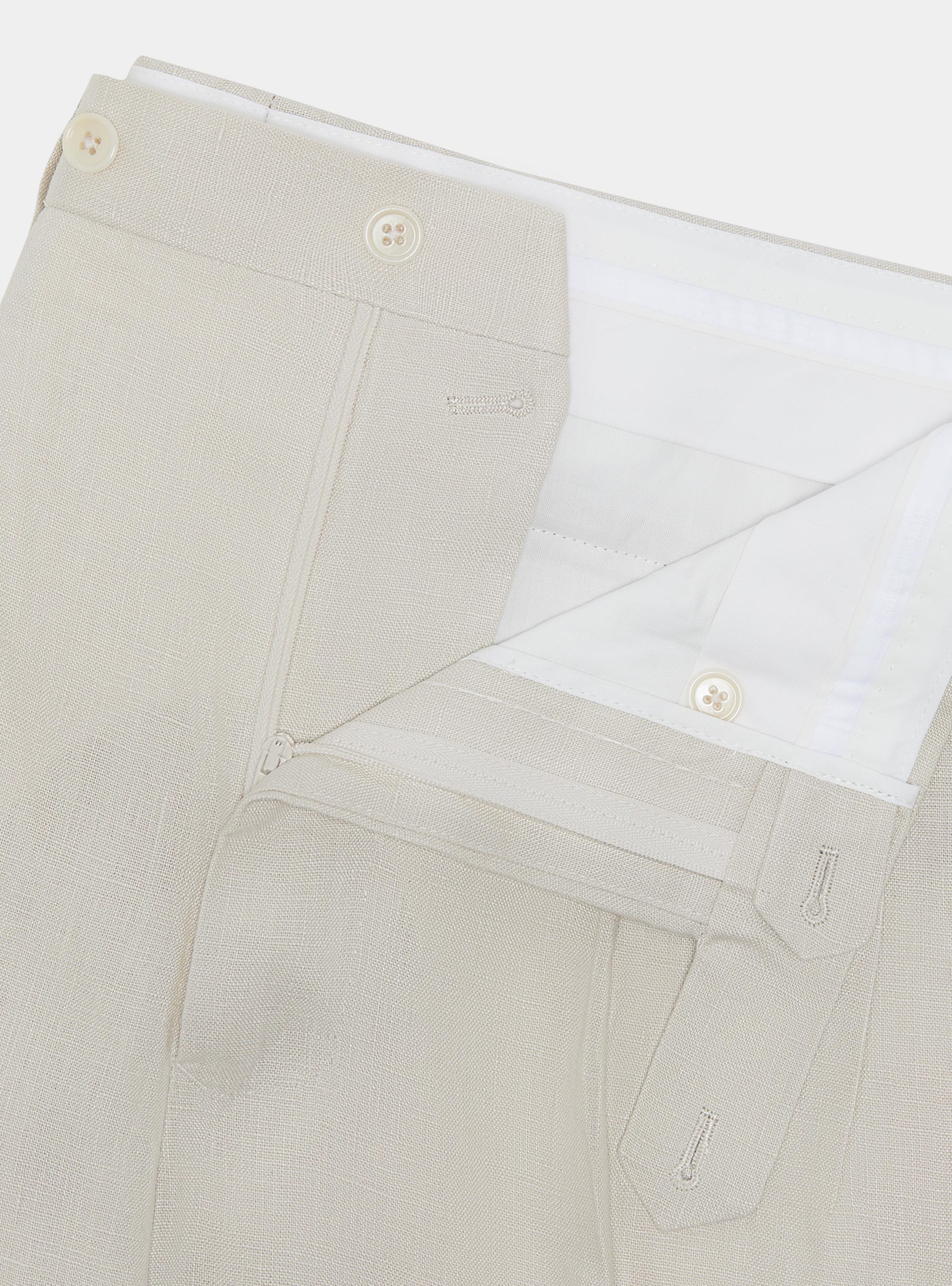 Pure linen double pleat trousers, ECRU