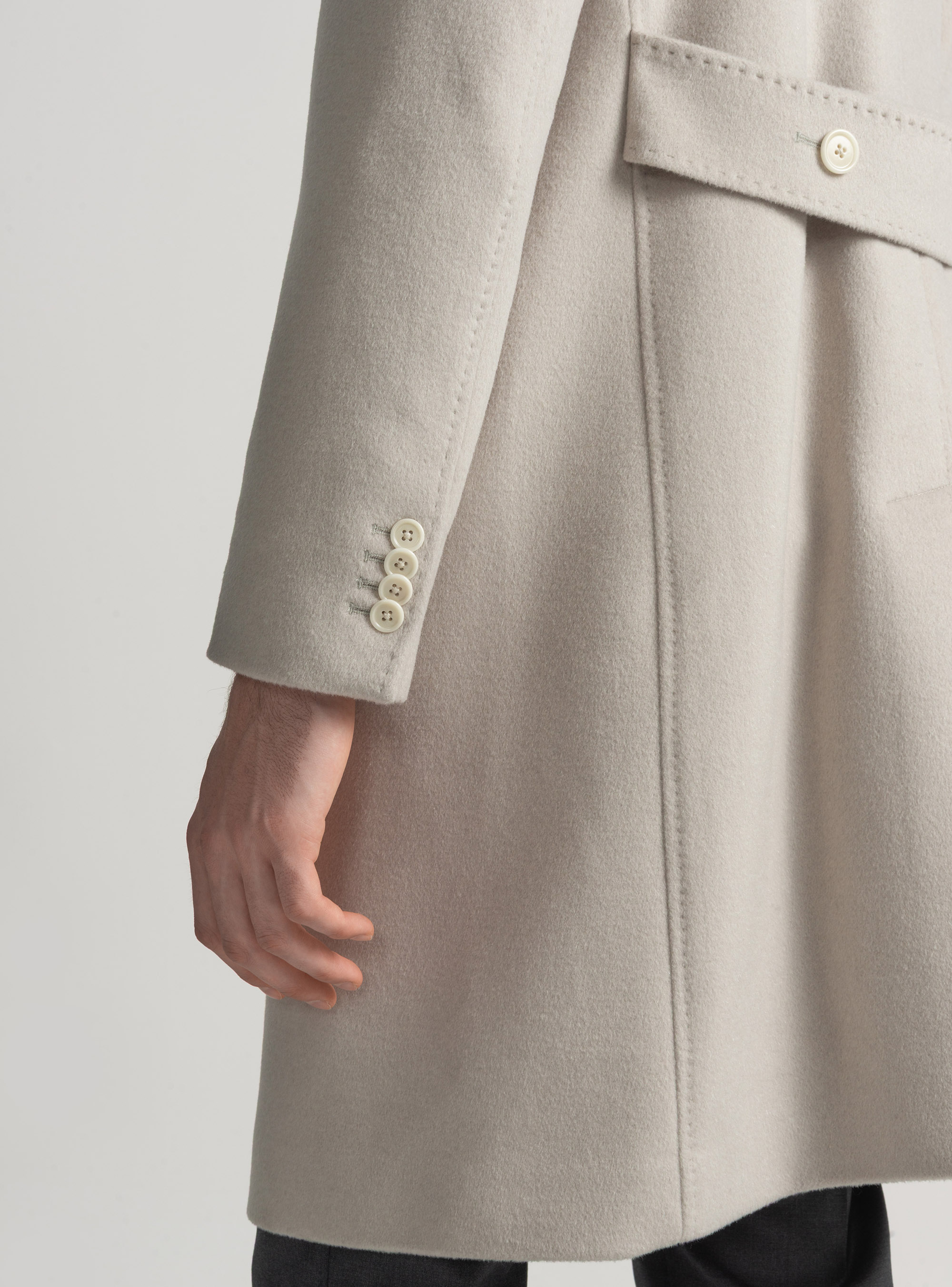 Cappotto doppiopetto in lana e cashmere, ECRU 0536C