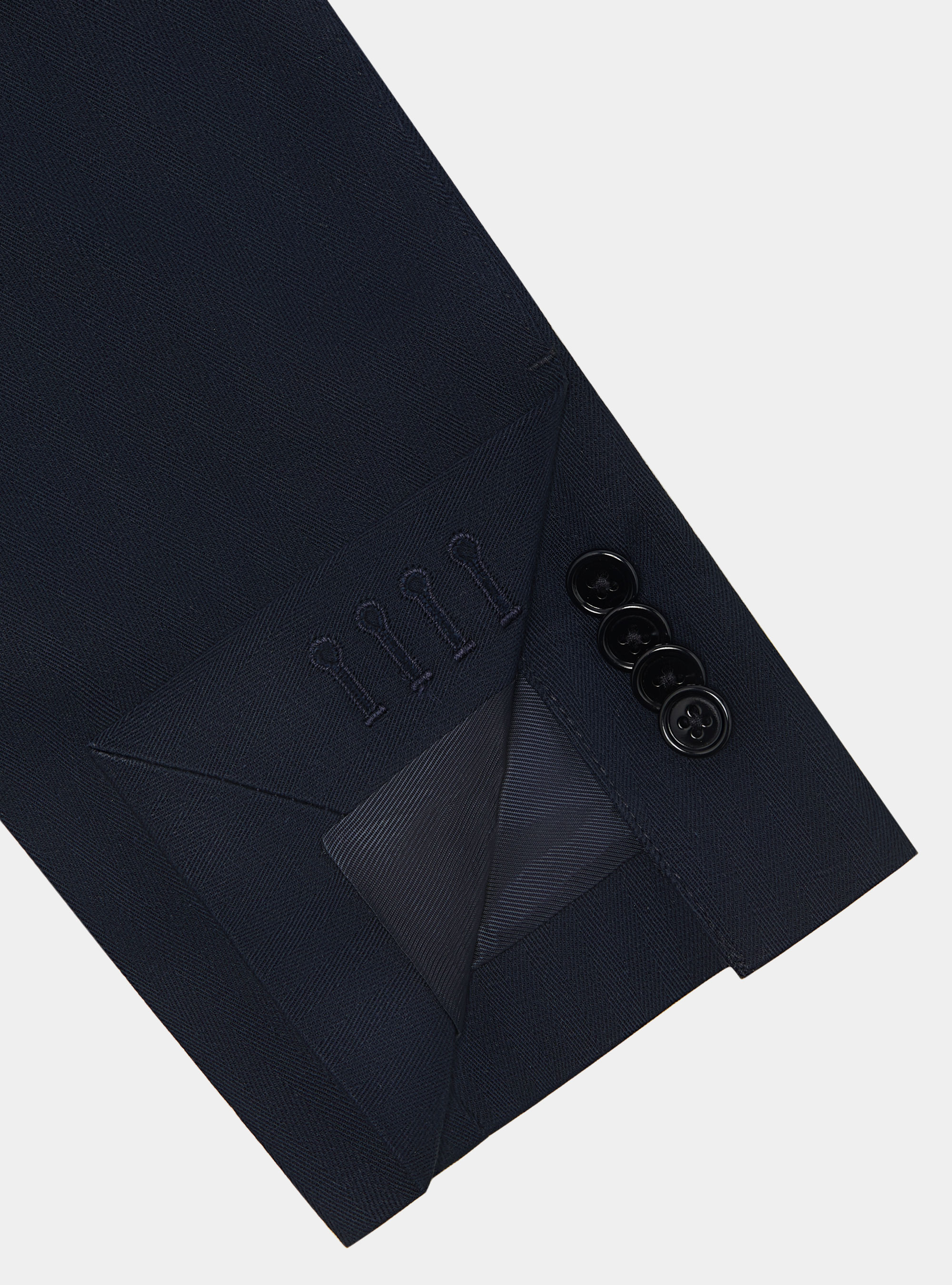 Giacca abito doppiopetto in cotone e lino, BLU NAVY