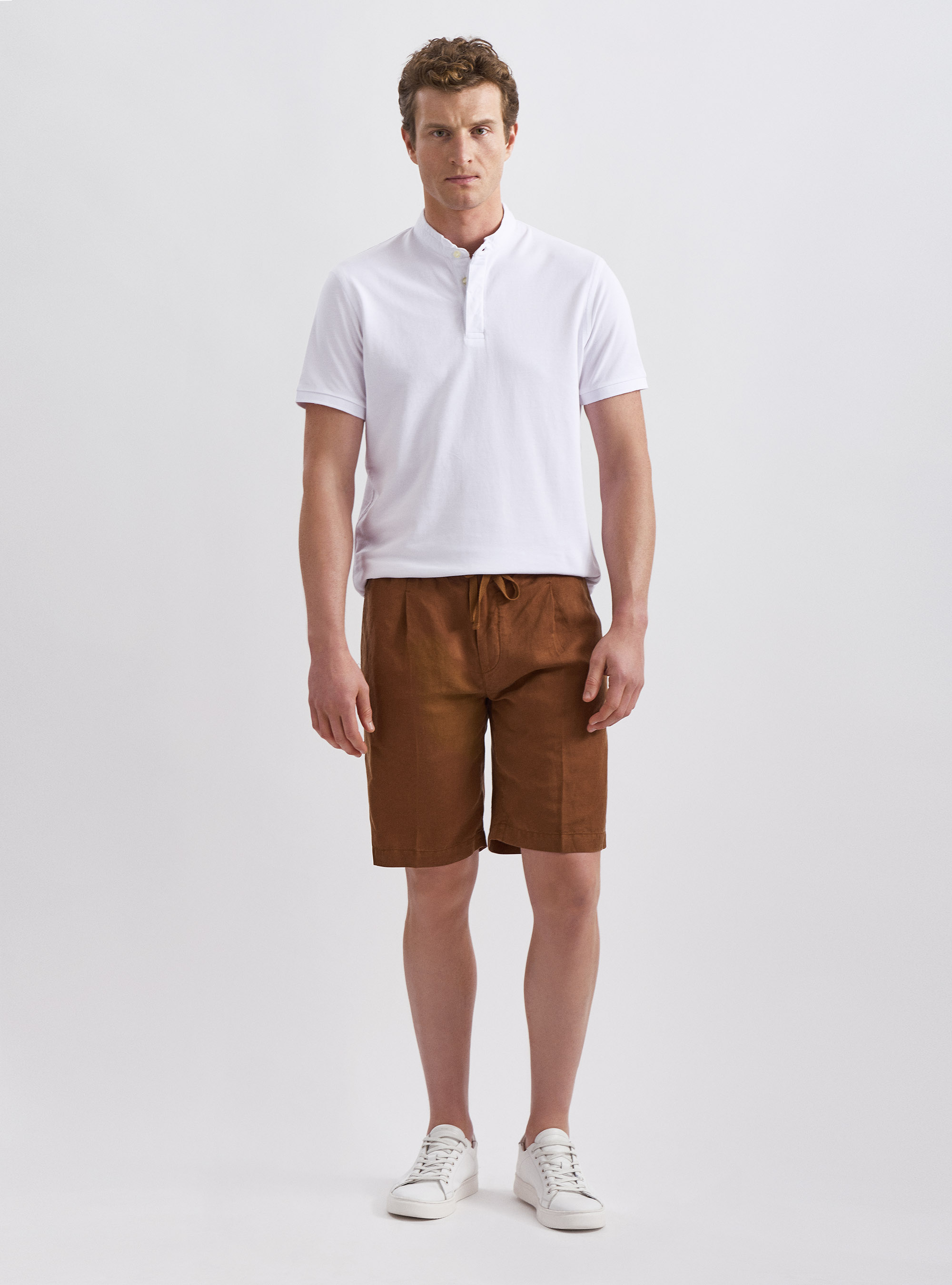 Linen Bermuda shorts with drawstrings, MULTICOLOR