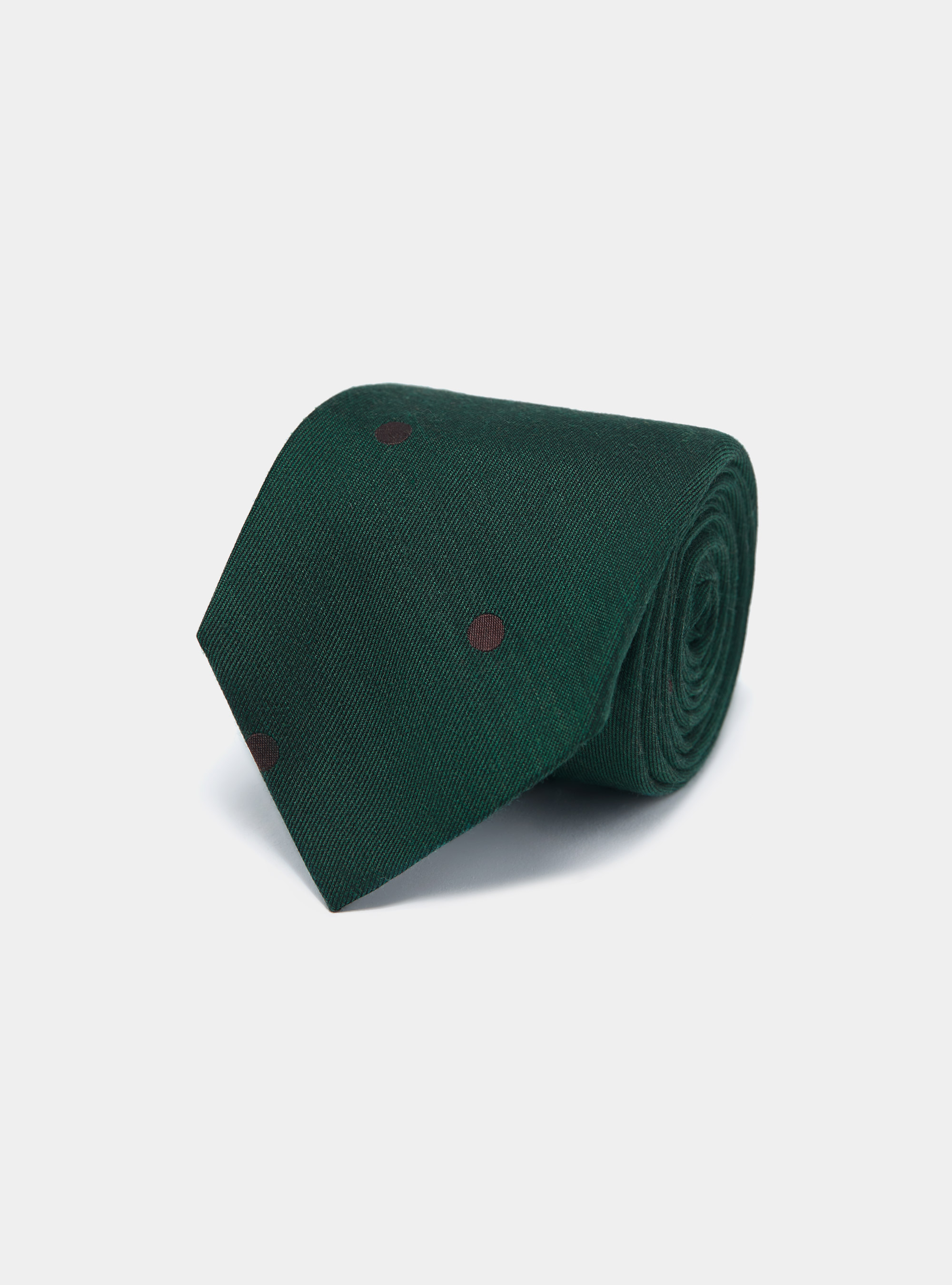 Cravate Macro en soie et lin à pois, VERT