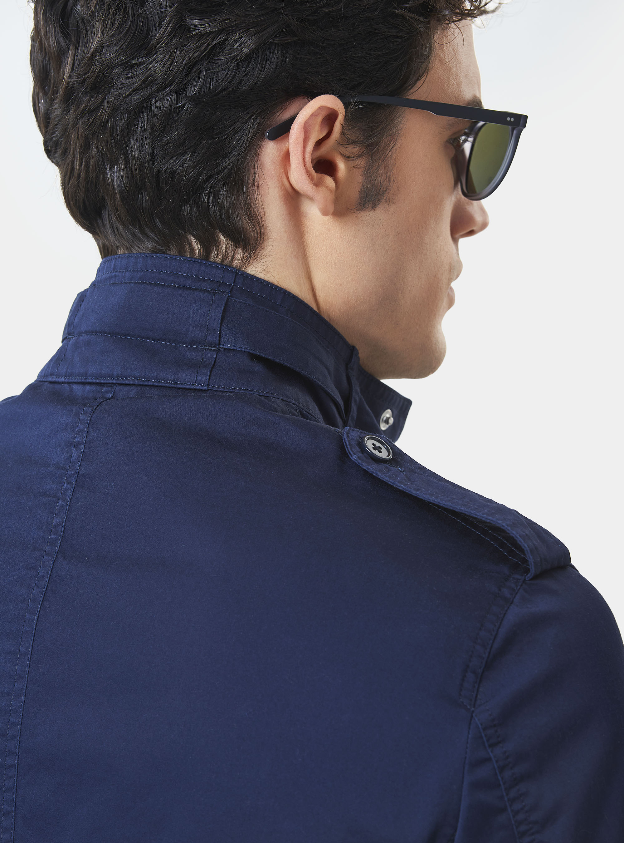 Field jacket en serg&eacute; de coton, BLEU MARINE