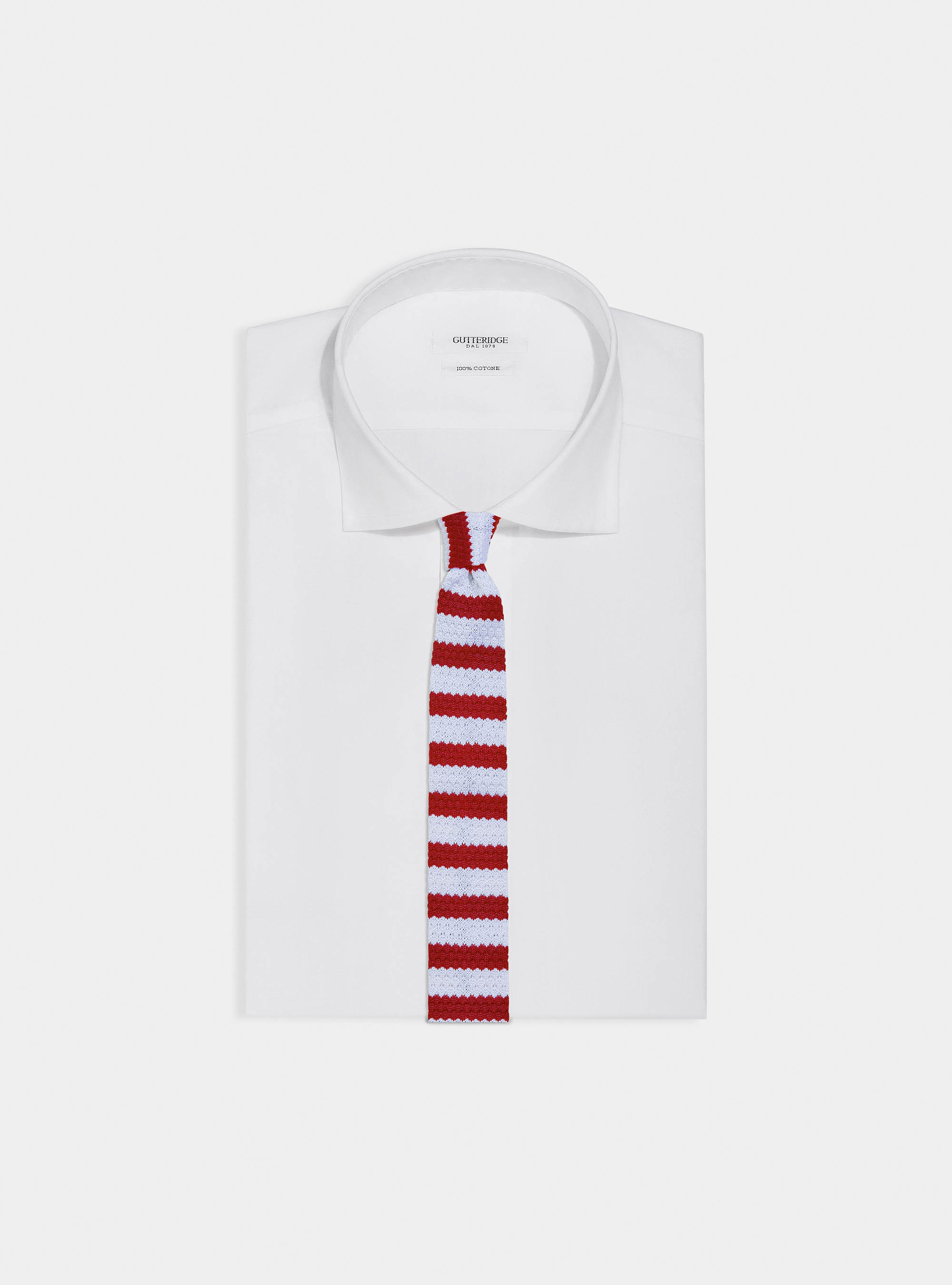 Cravatta in maglia a righe, ROSSO 0300C