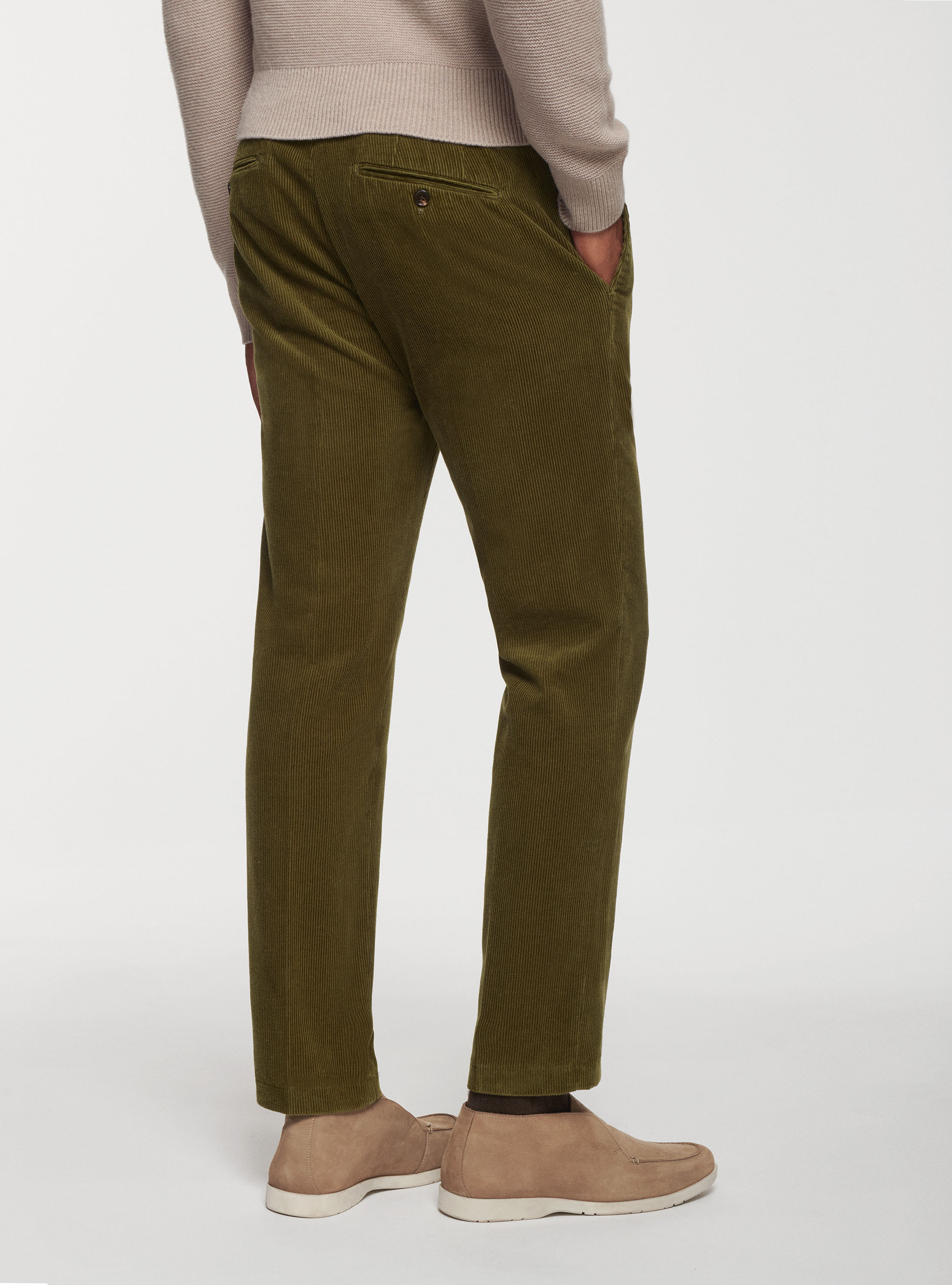 Pantaloni in velluto a coste, OLIVA