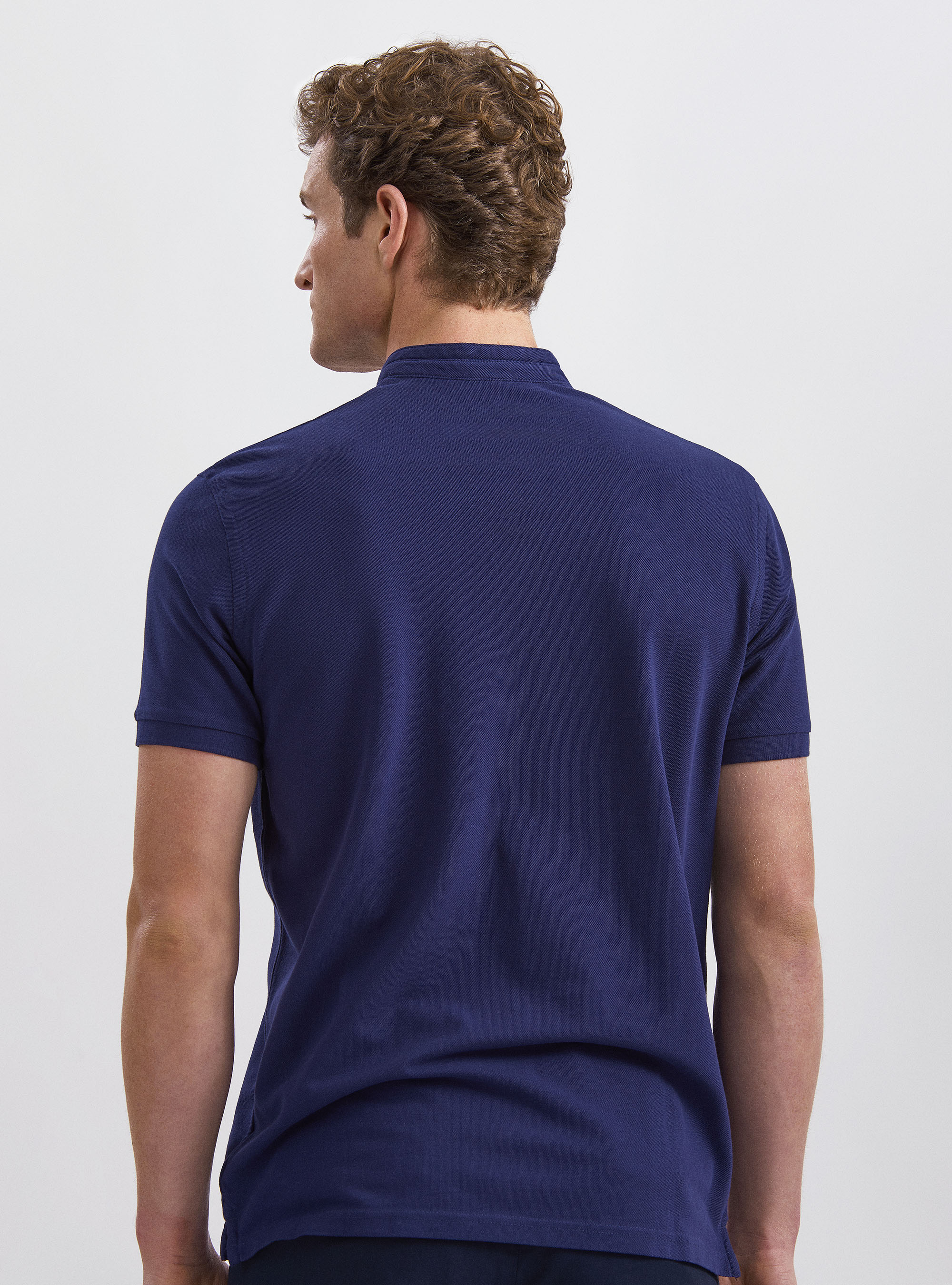 Korean neck polo 100% cotton, BLUE