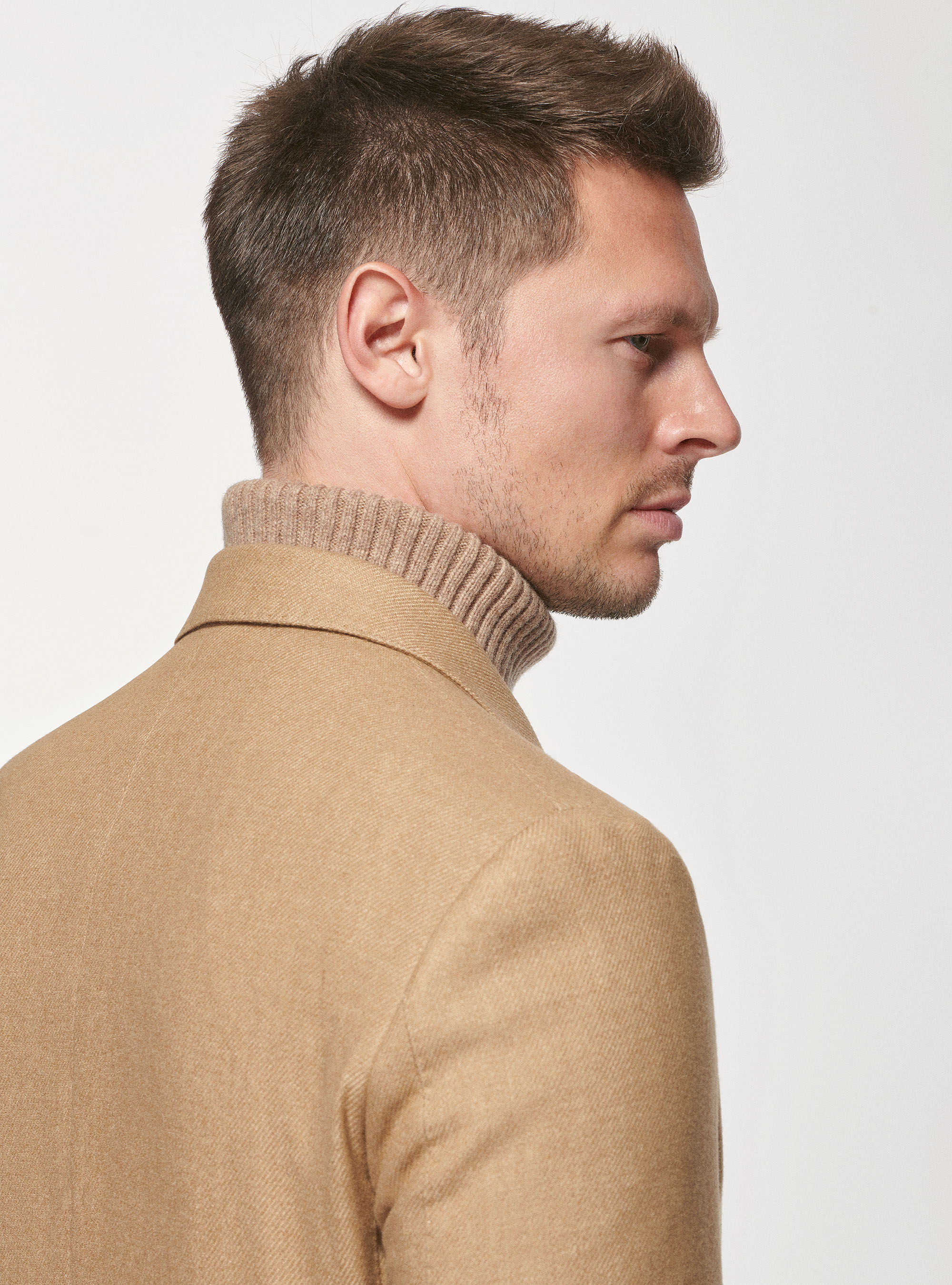 Giacca in flanella di lana Duemilagori con revers a lancia, SABBIA