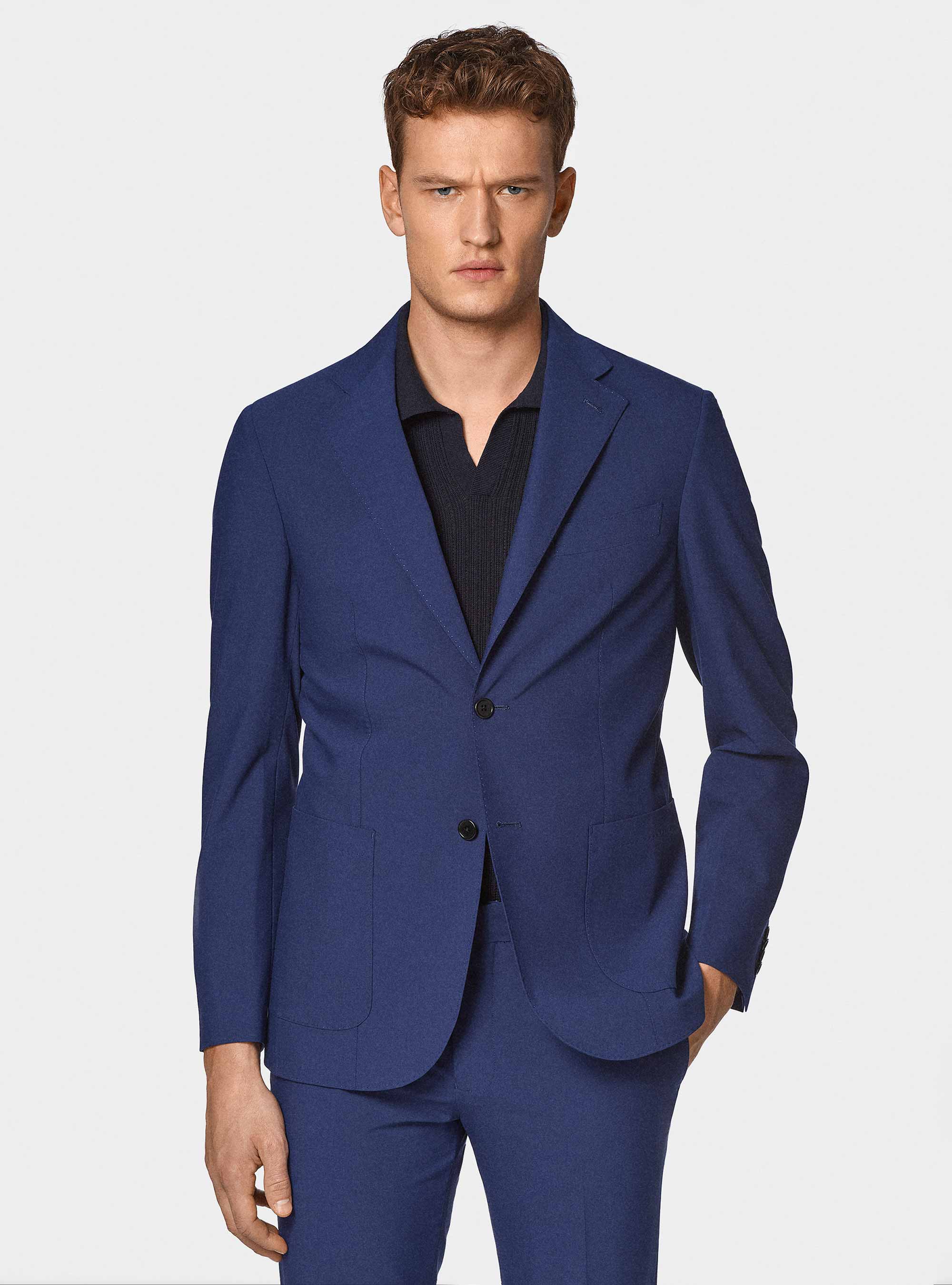 Americana de traje cl&aacute;sica slim fit, PETROLEO