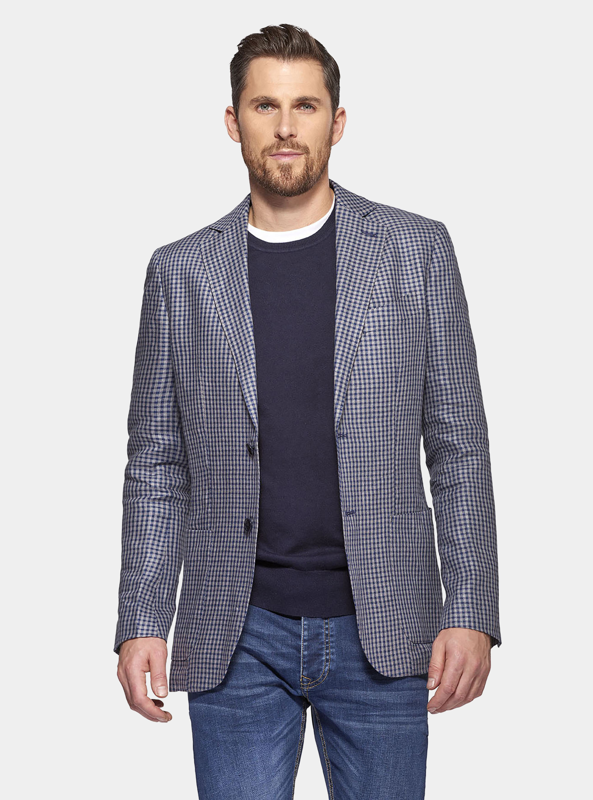 Giacca 100% cotone a quadri, BLU