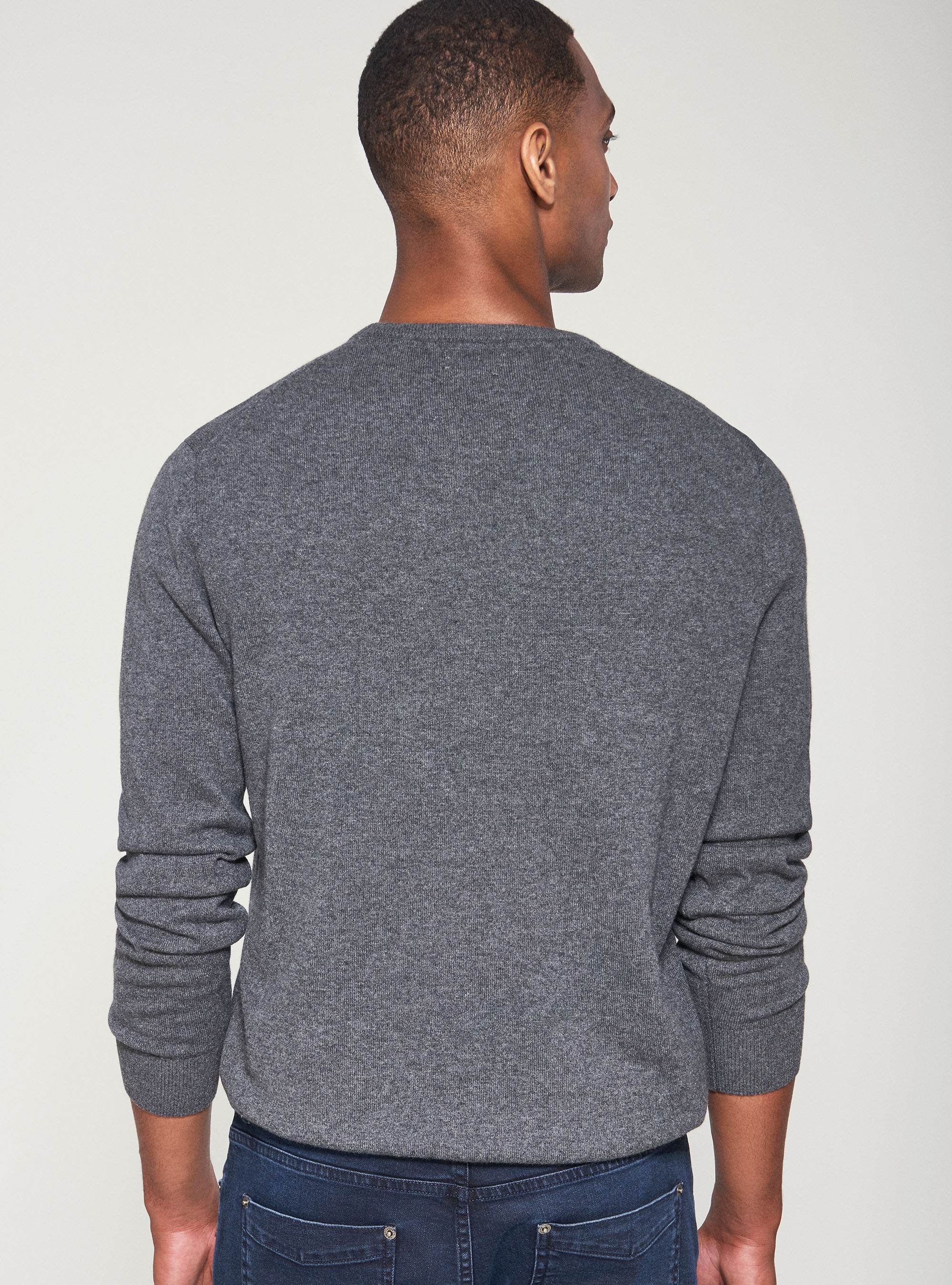 Maglia girocollo in cashmere, GRIGIO CHIARO