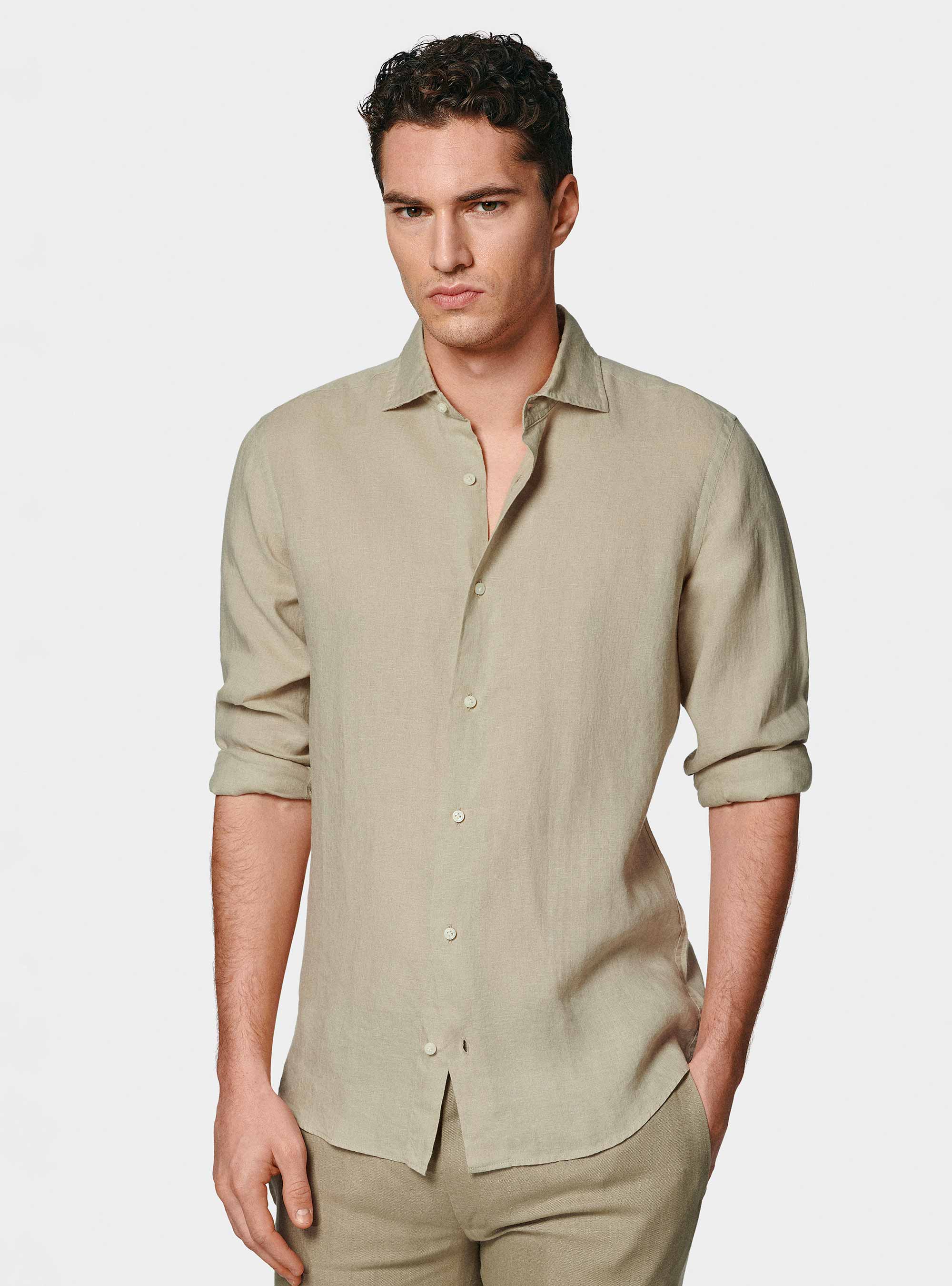 Camicia in puro lino, SABBIA