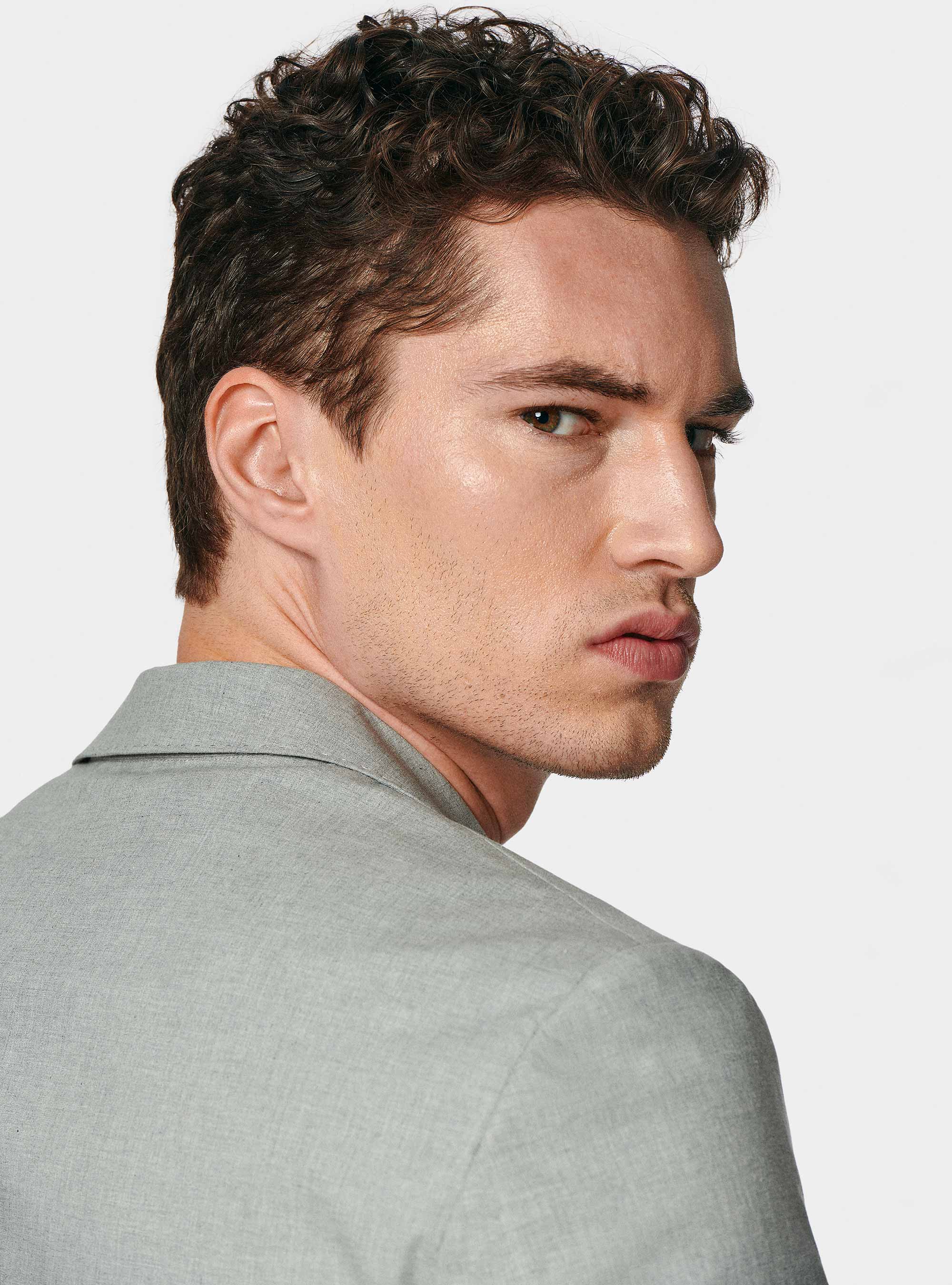 Giacca abito grigio in cotone stretch, GRIGIO MELANGE 0151C