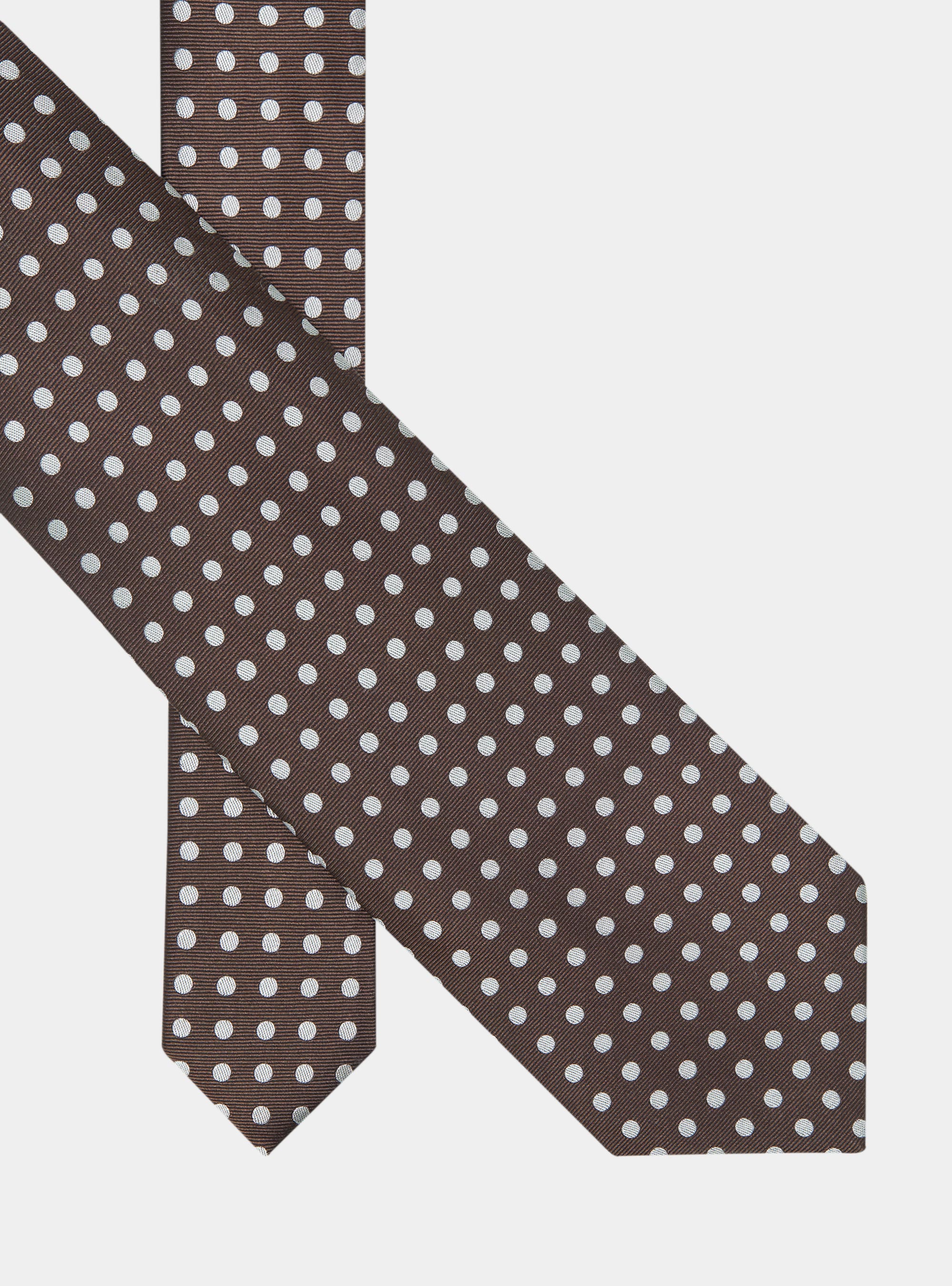 Jacquard silk polka dot tie, BROWN