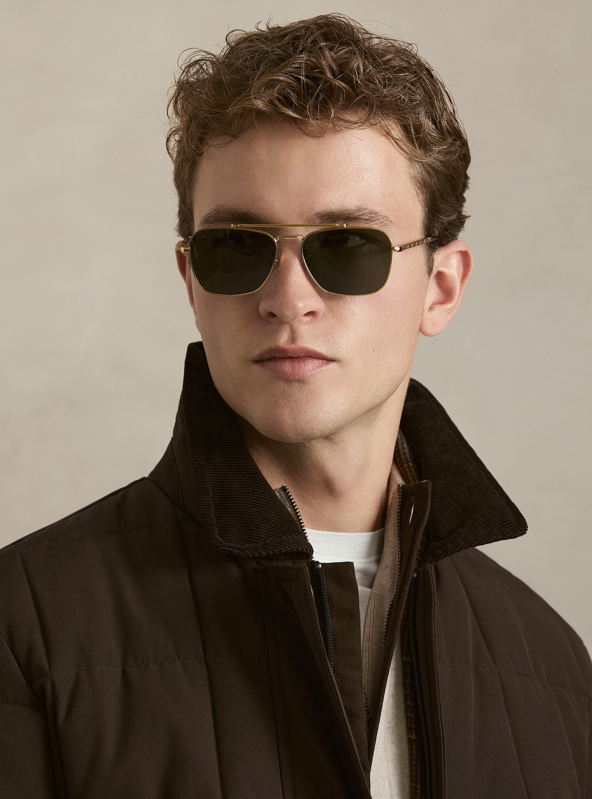 Classic quilted shirt-collar jacket, MARRONE 0508C