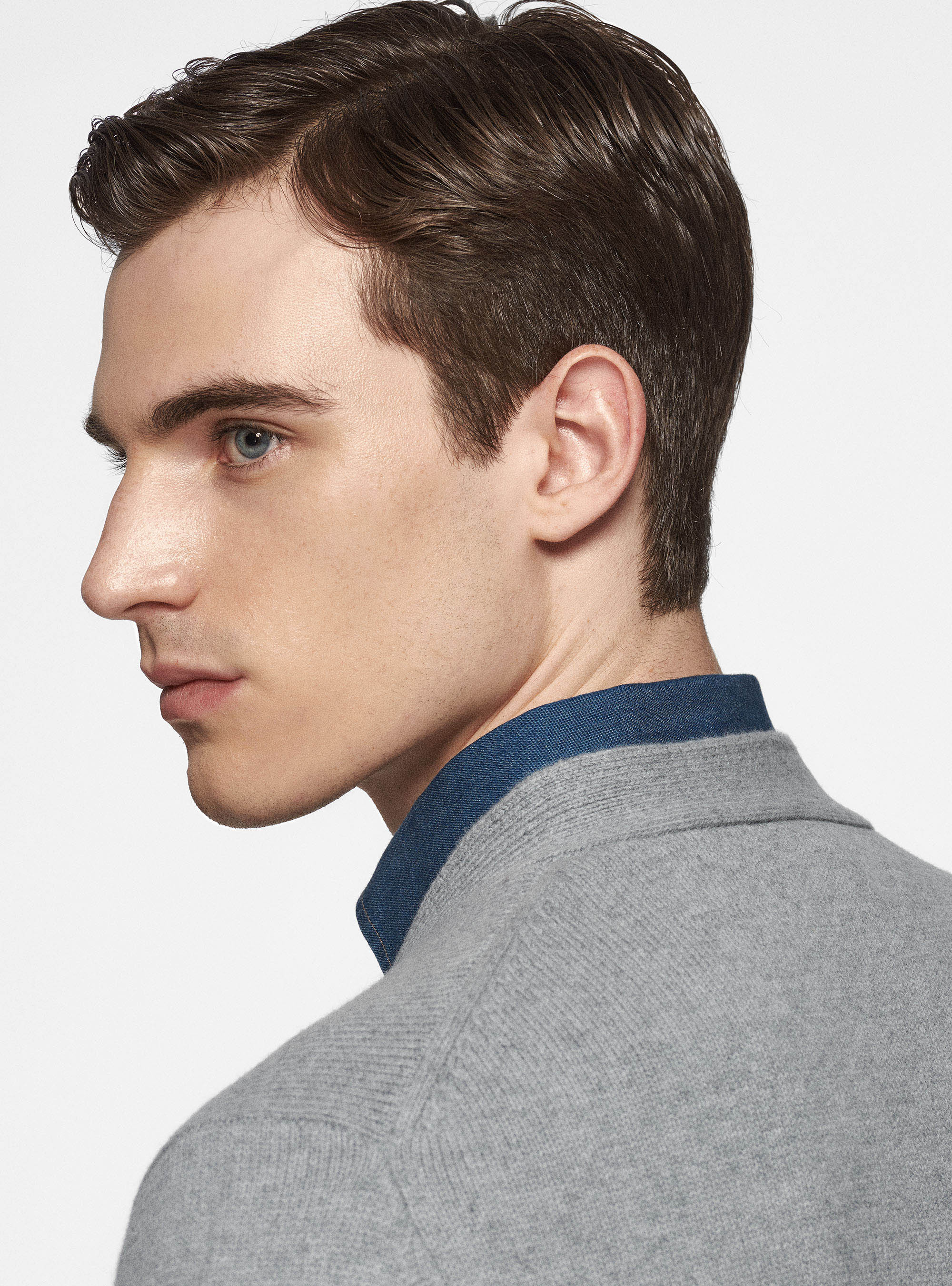 Cardigan in maglia in lambswool, GRIGIO MELANGE 0151C