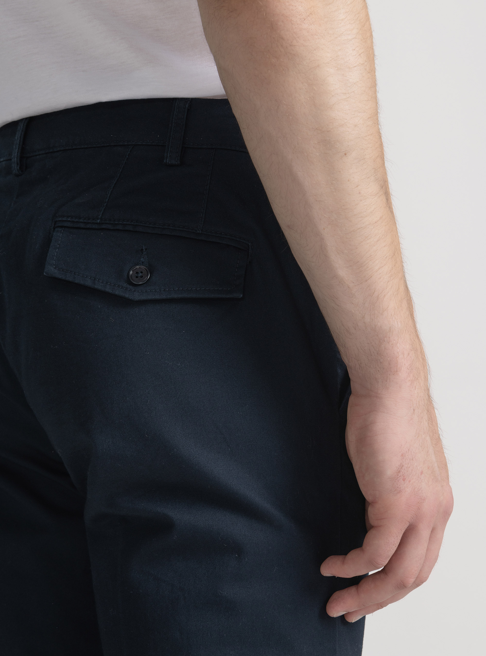 Pantaloni chino slim fit in twill stretch, BLU NAVY