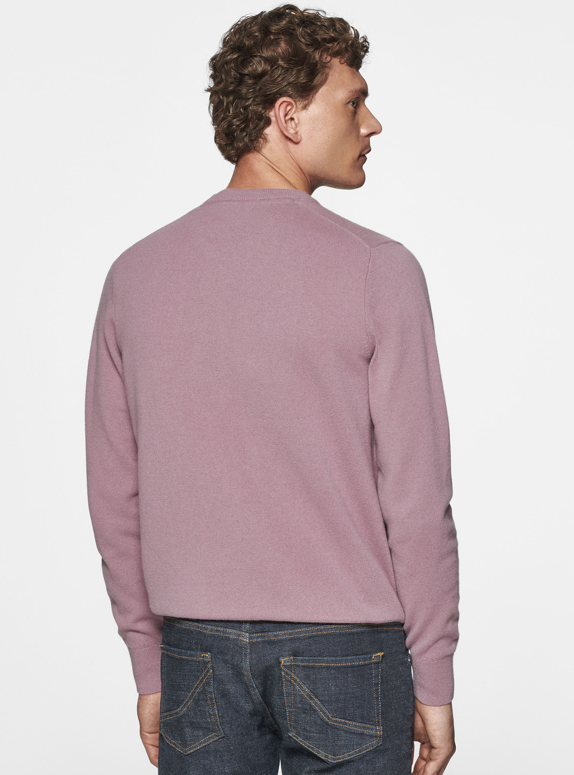 Maglia girocollo in lambswool e cashmere, LAVANDA 0465C