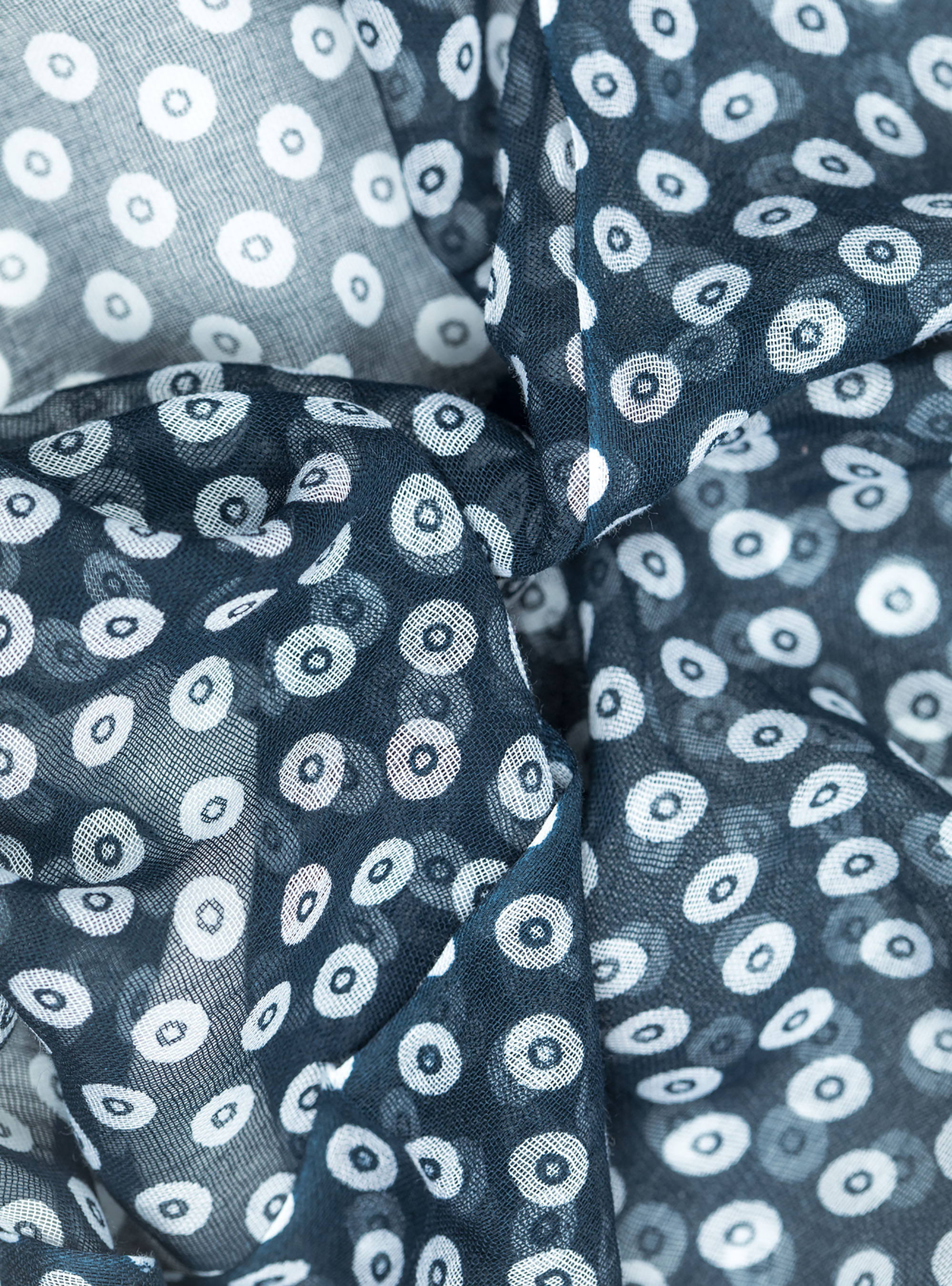 Sciarpa cotone fantasia cerchi, BLU NAVY