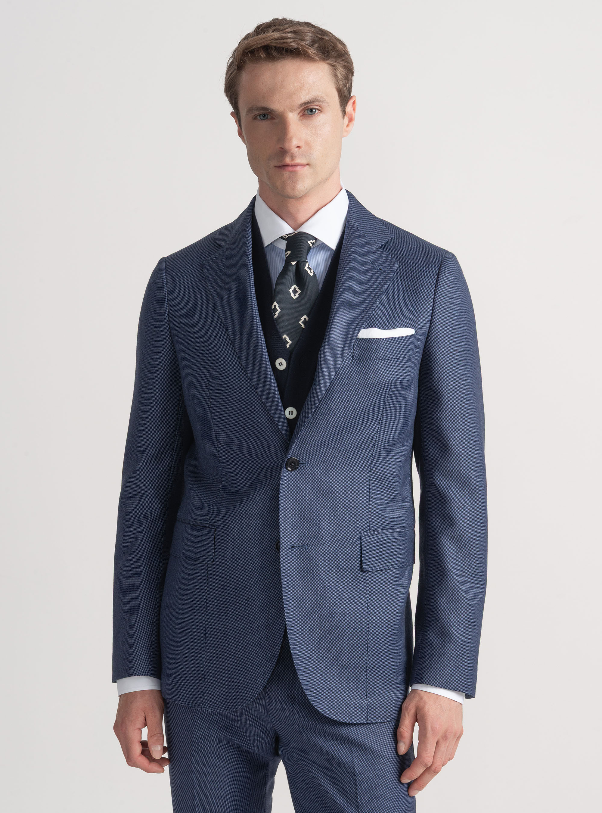 Partridge eye wool suit blazer Vitale Barberis Canonico, INK