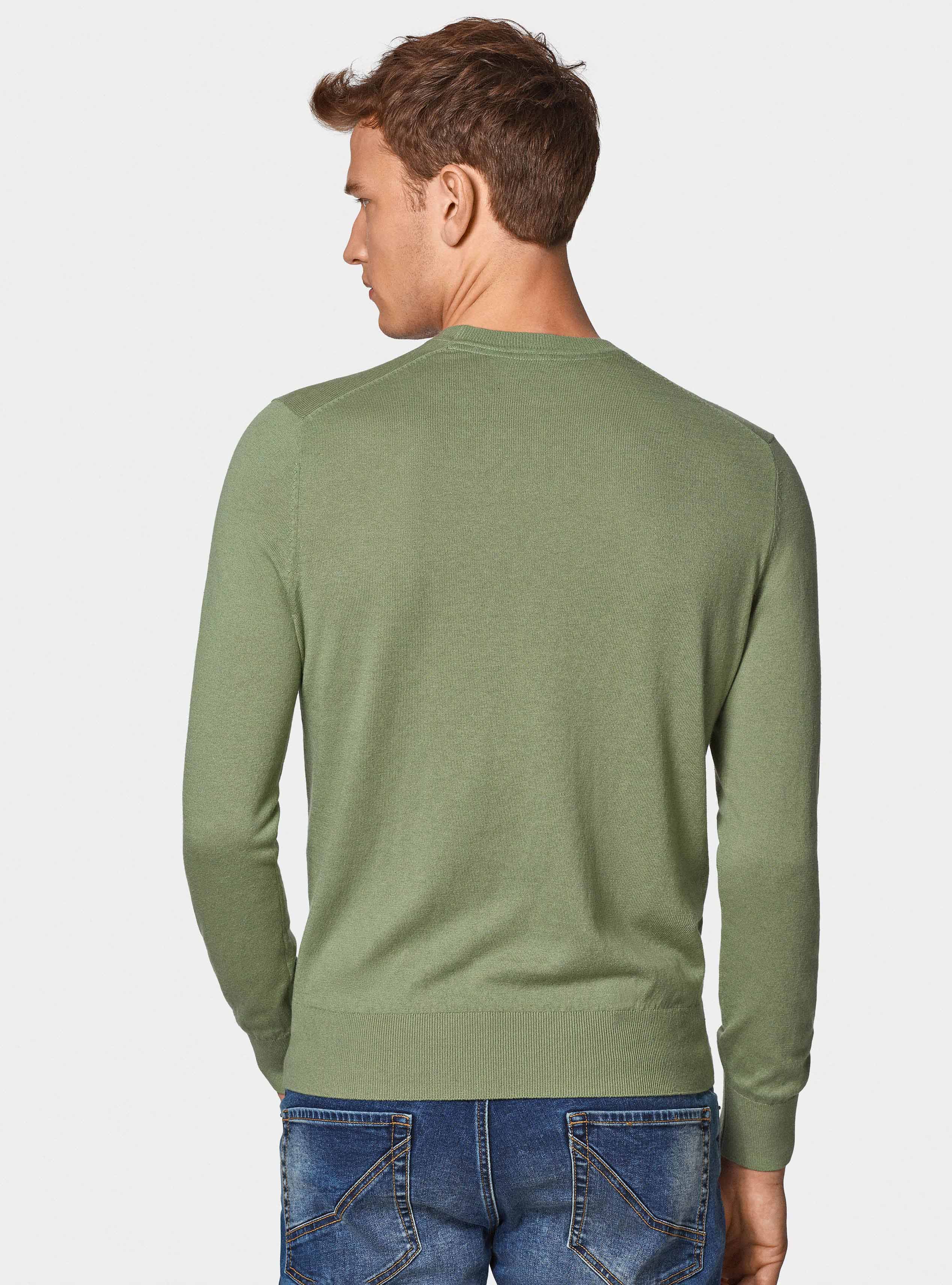 Pullover mit Rundhalsausschnitt aus Baumwolle, Seide und Kaschmir, SALVIA 0602C