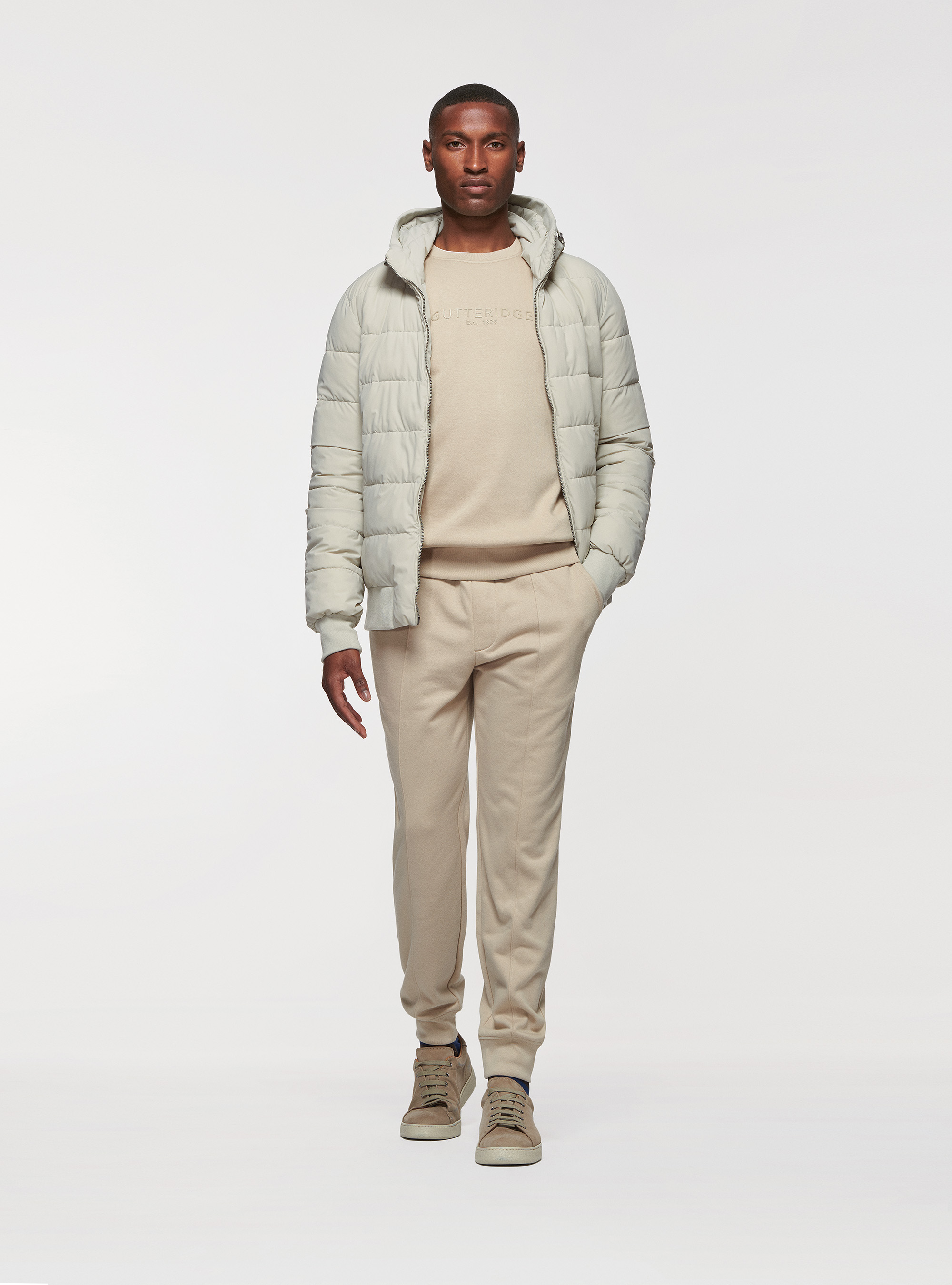 Bomber tecnico imbottito con cappuccio, ECRU